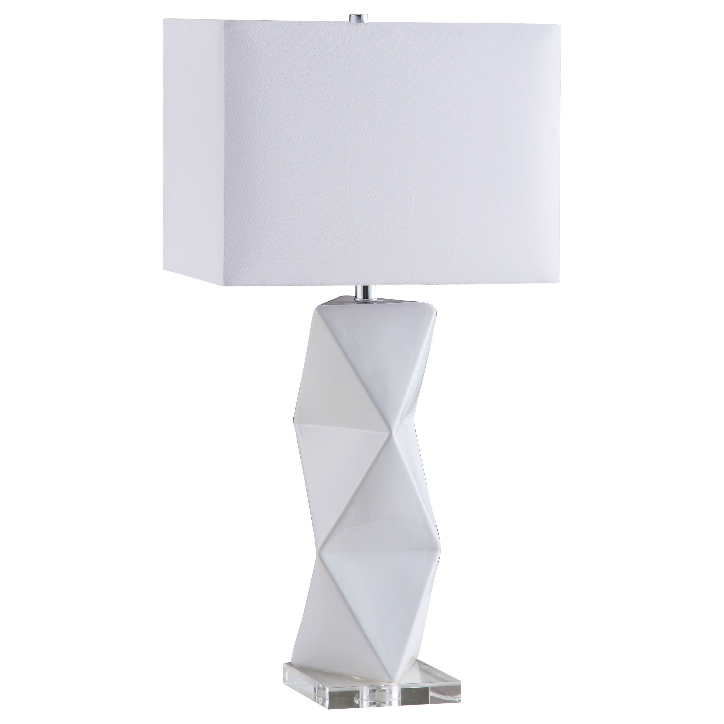 Camie 32-inch Rectangular Shade Geometric Table Lamp White — view 1