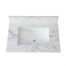 Elegant Bathroom Vanity Top With Rectangular Ceramic Sink And Backsplash
