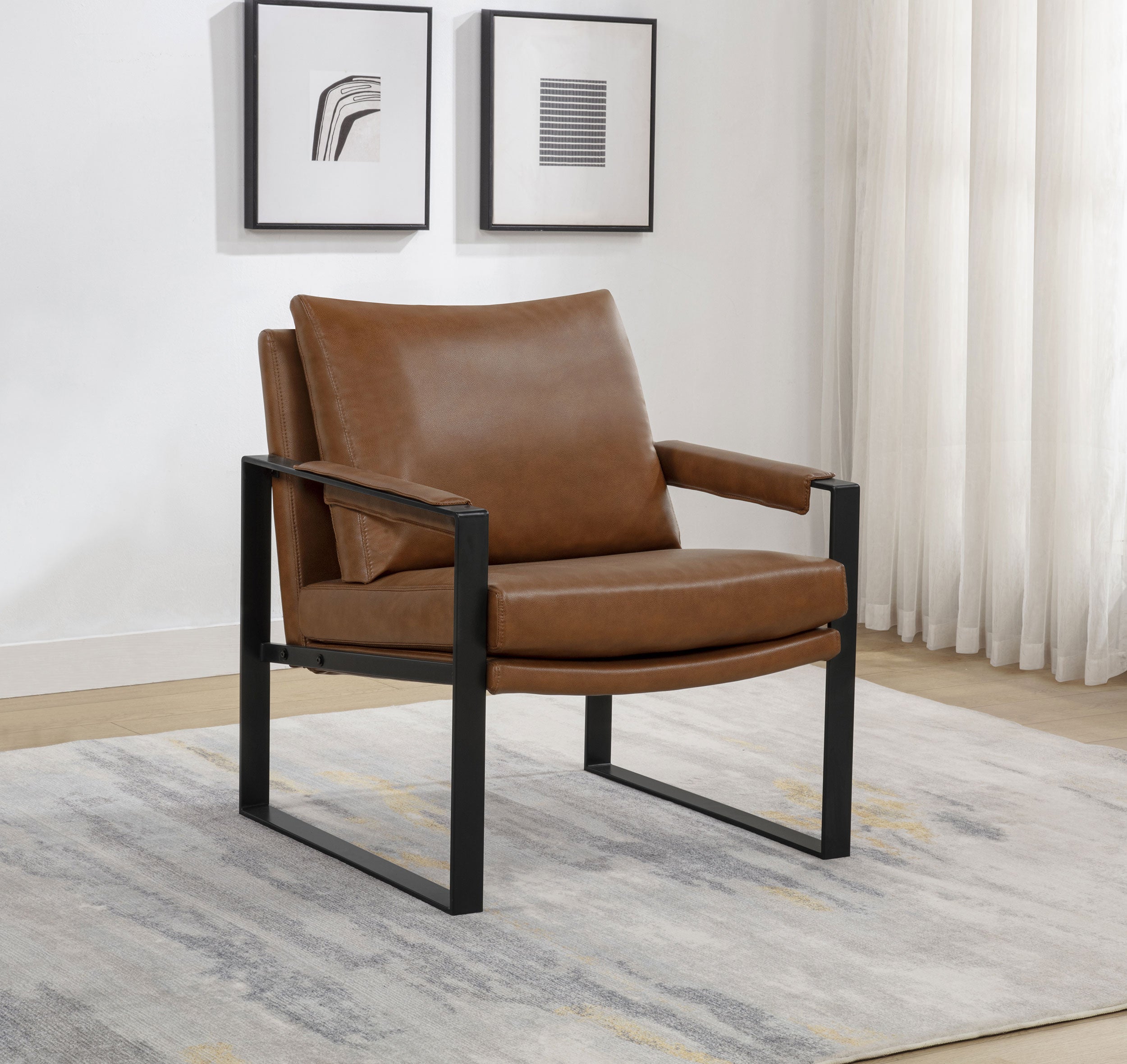 Rosalind Upholstered Track Arm Accent Chair Brown — view 2