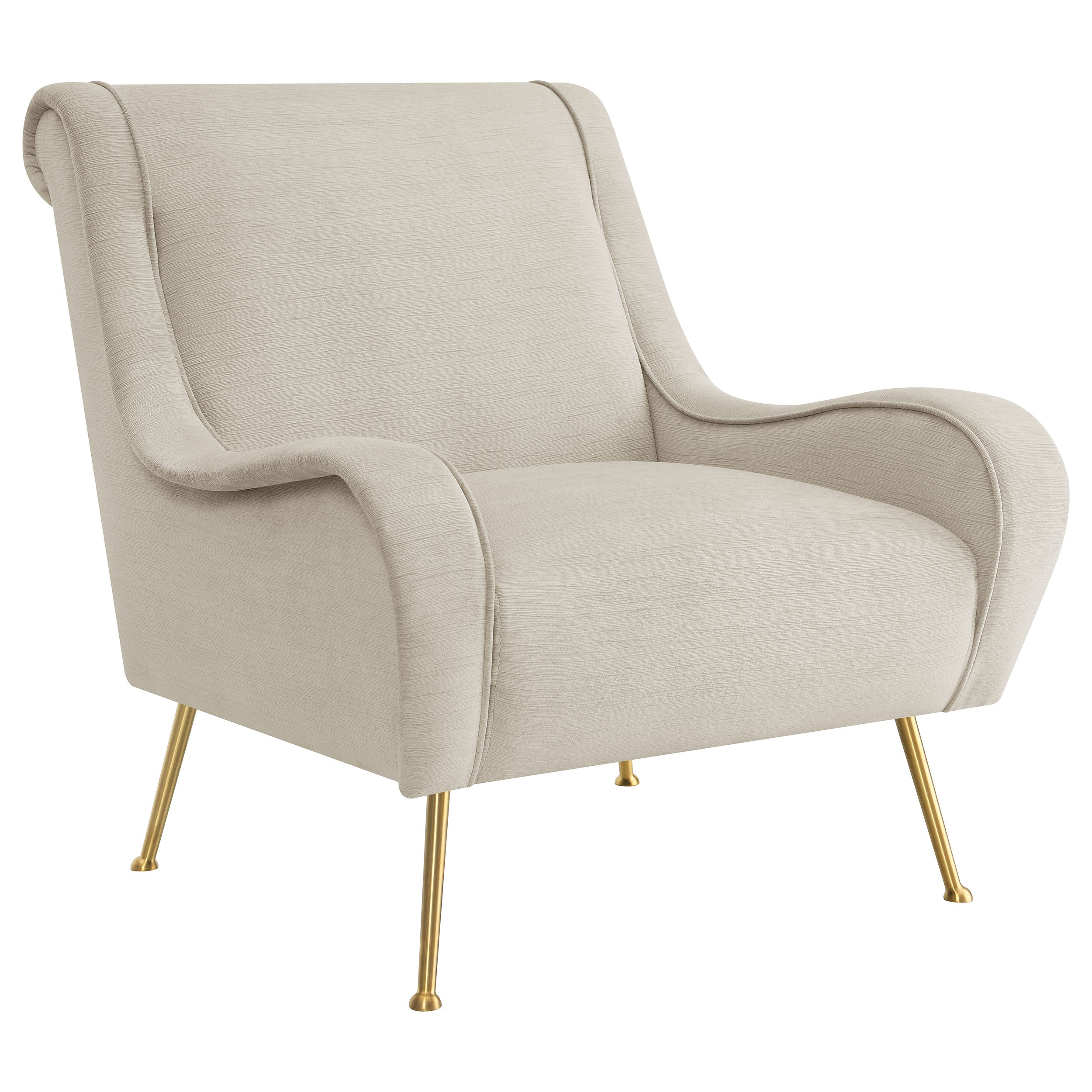 Ricci Upholstered Saddle Arm Accent Chair Stone — view 1