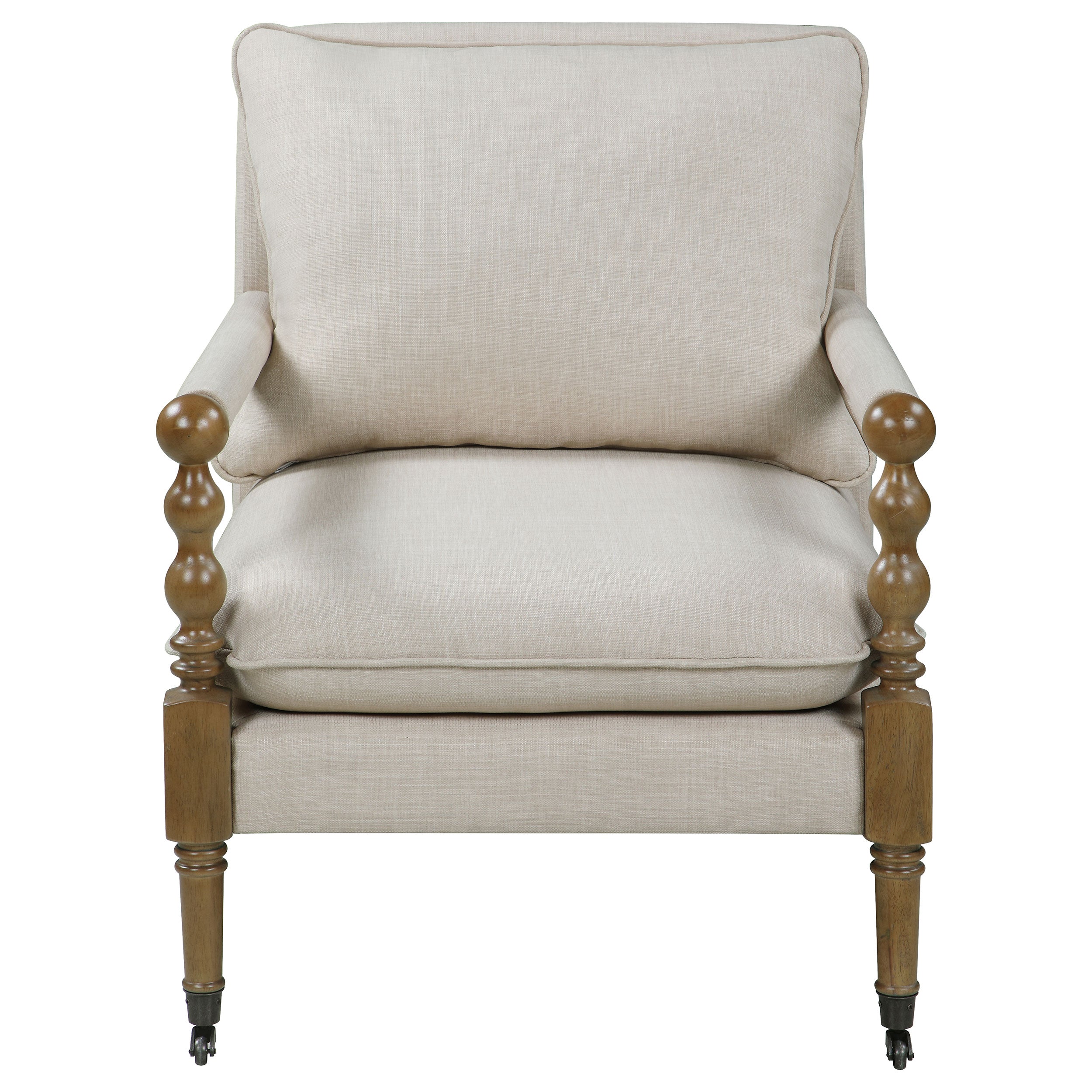 Dempsy Upholstered Accent Chair with Casters Beige — view 3