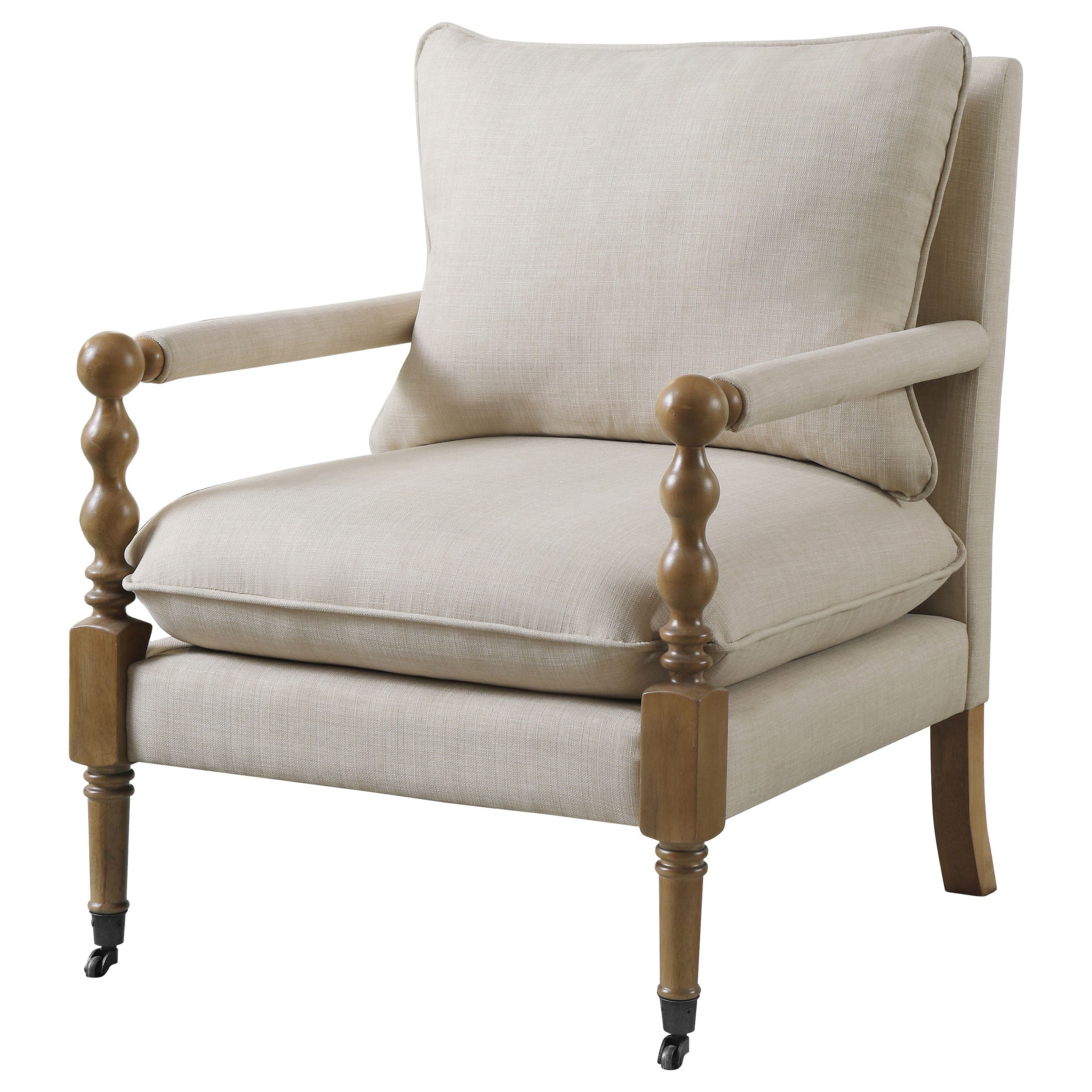 Dempsy Upholstered Accent Chair with Casters Beige — view 4