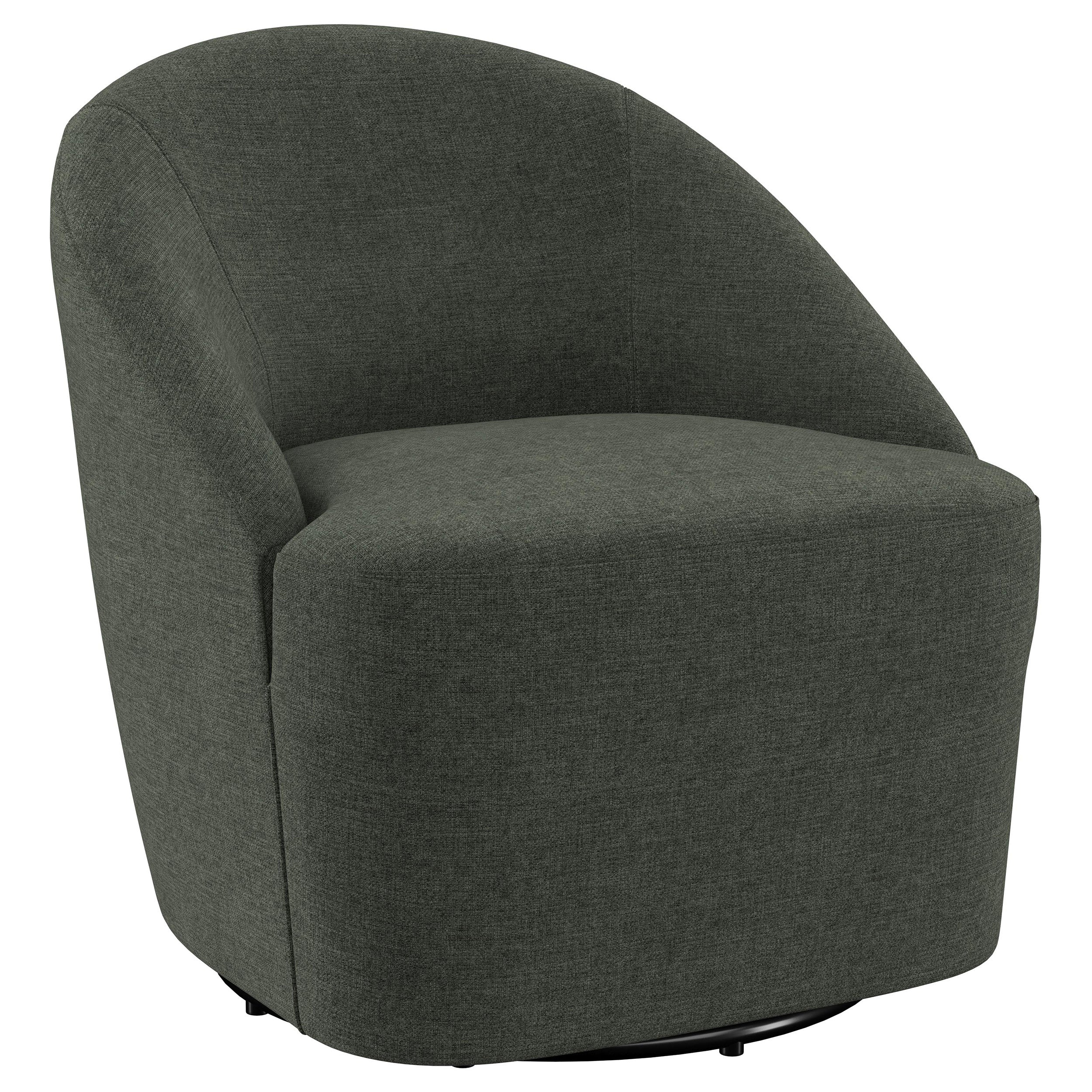 Leon Upholstered Barrel Accent Swivel Chair Hunter Green — view 1