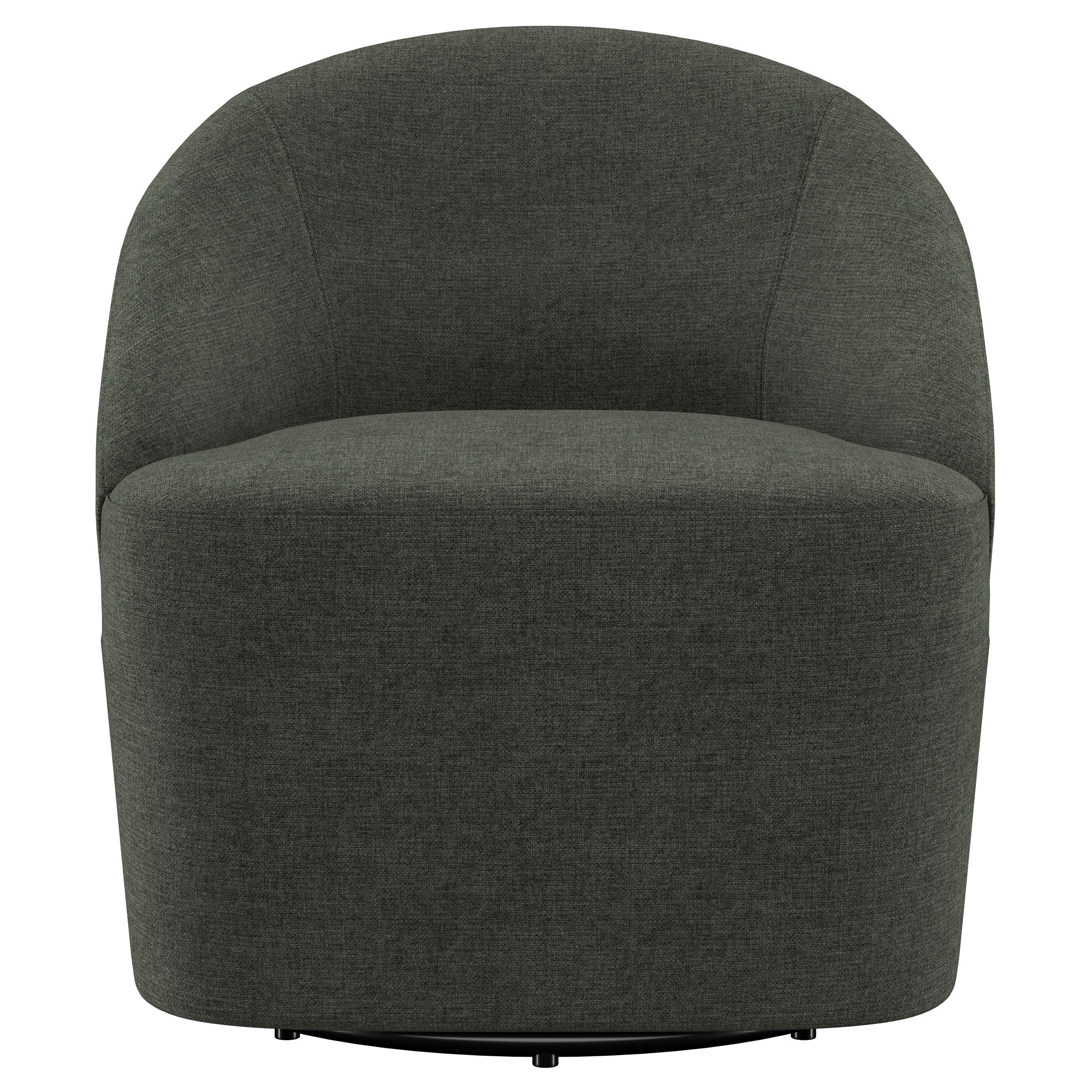Leon Upholstered Barrel Accent Swivel Chair Hunter Green — view 3
