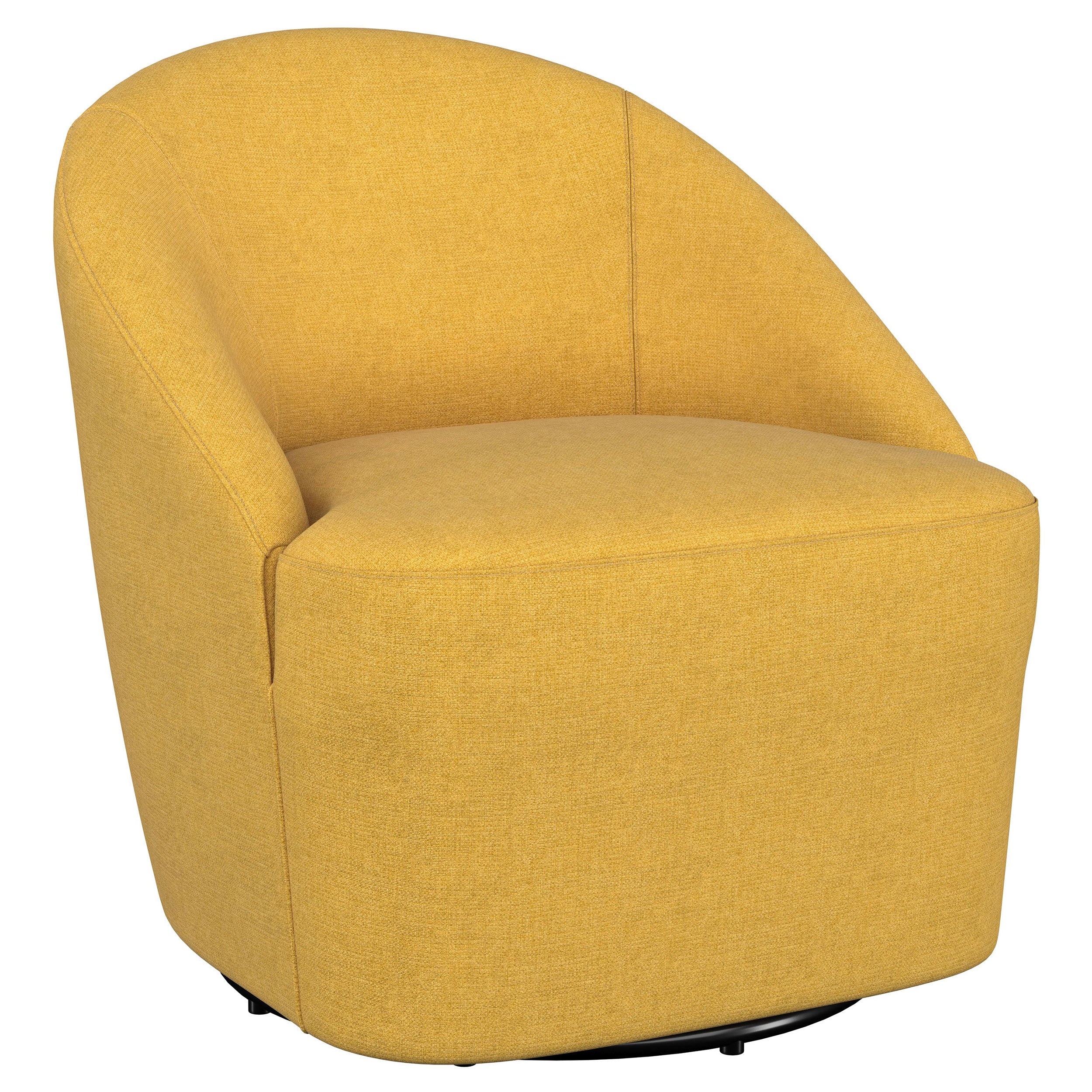 Leon Upholstered Barrel Accent Swivel Chair Mustard Yellow — view 1