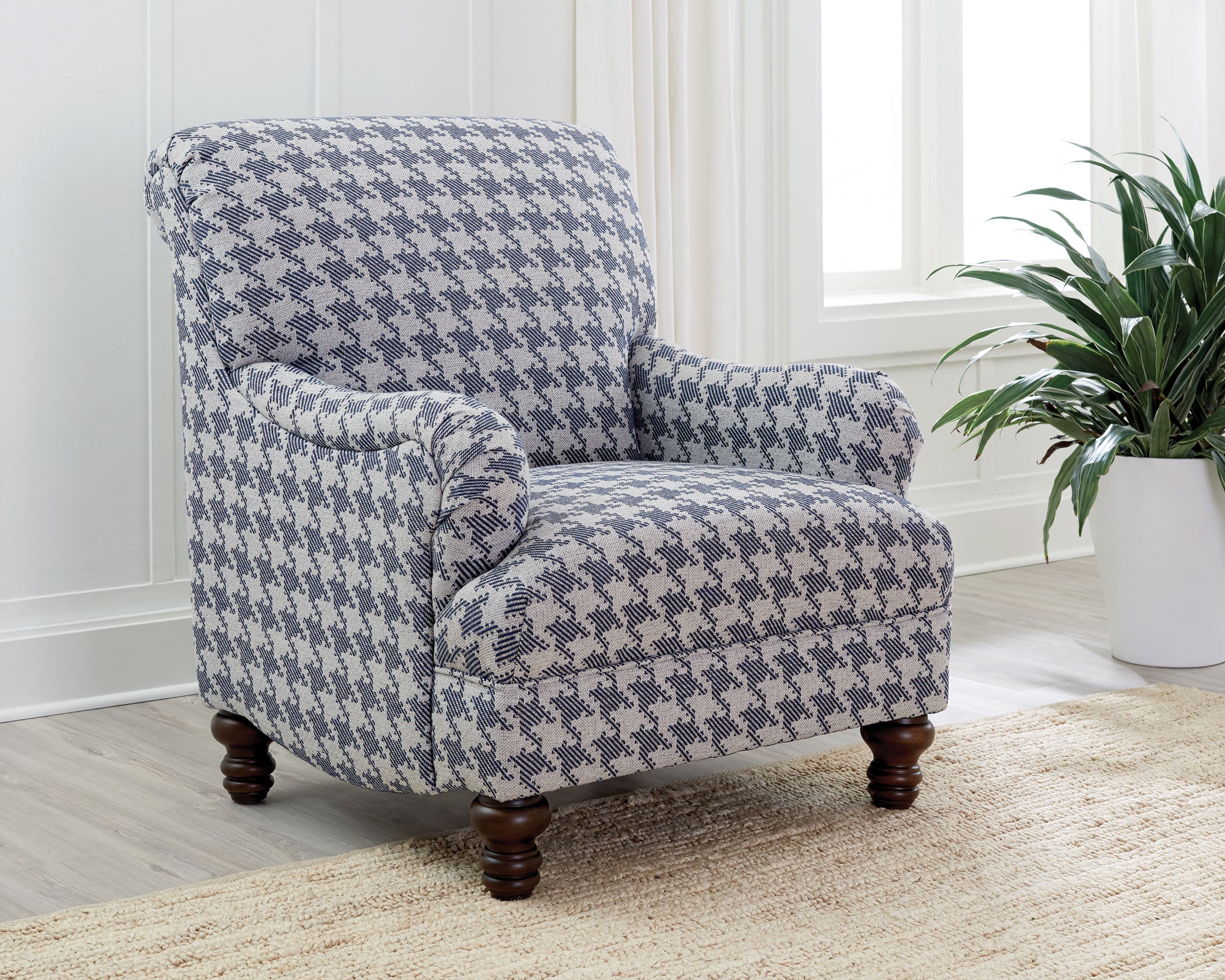 Glenn Upholstered English Arm Accent Chair Blue — view 2