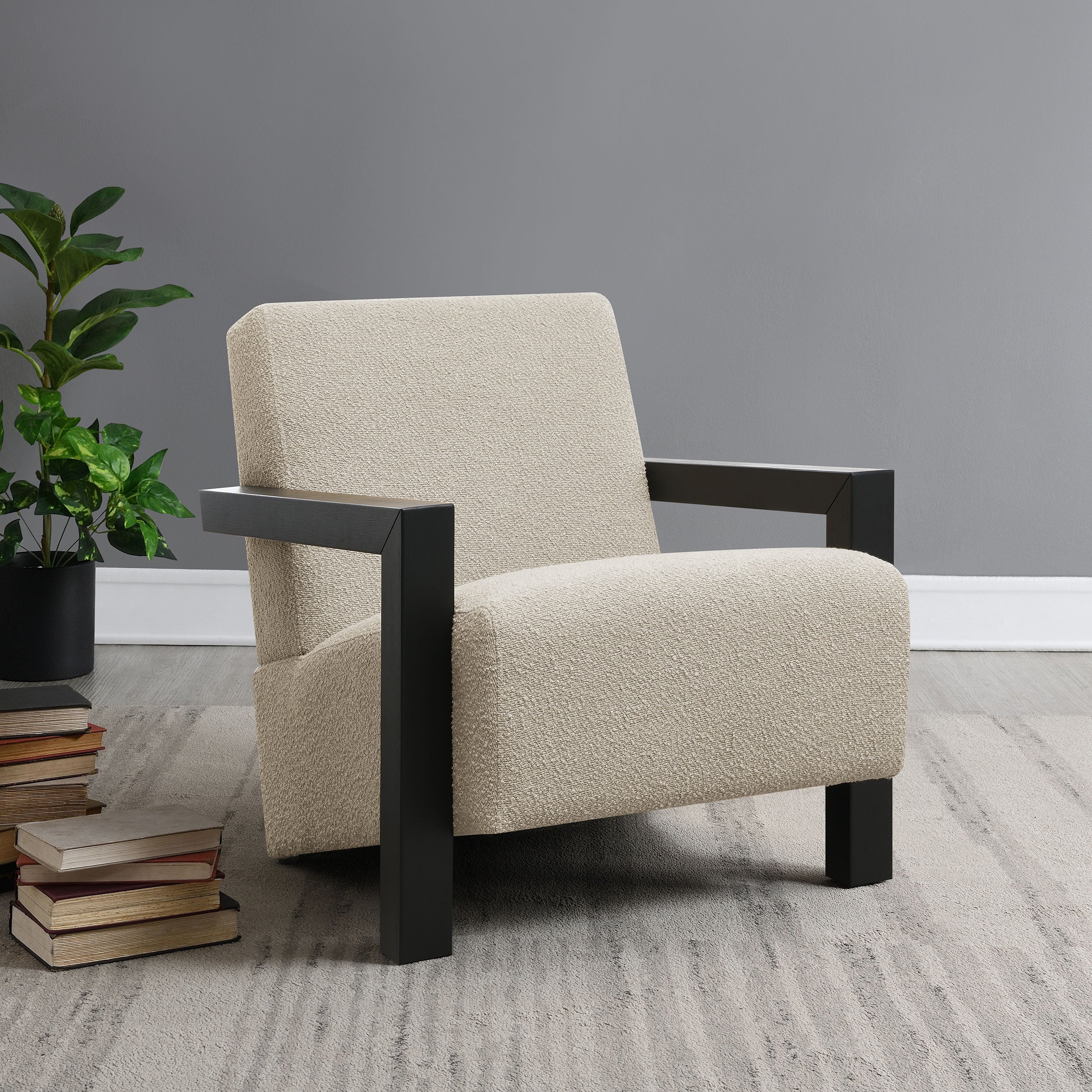 Fitzroy Boucle Upholstered Accent Arm Chair Latte — view 2