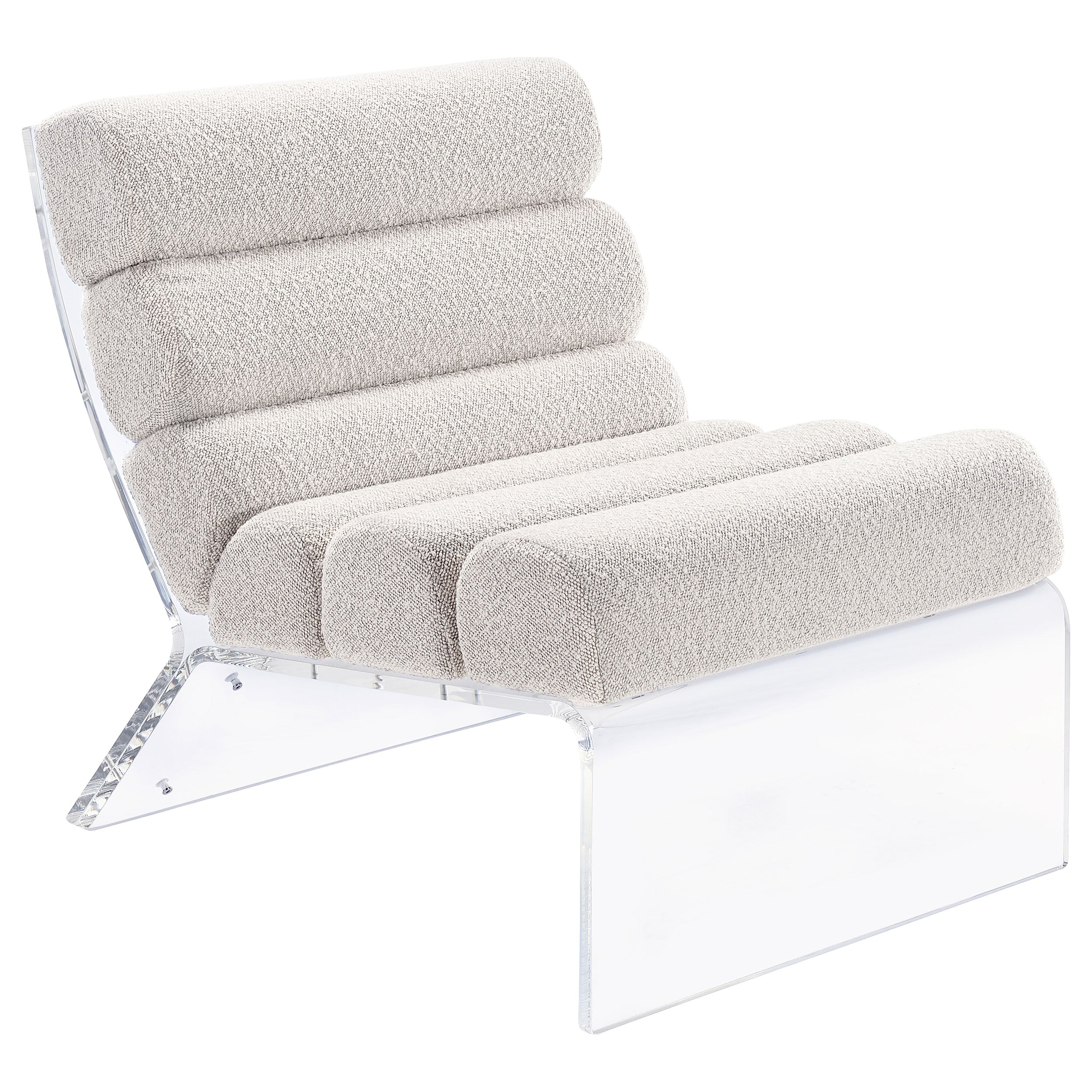 Serreta Boucle Upholstered Armless Acrylic Chair Ivory — view 1