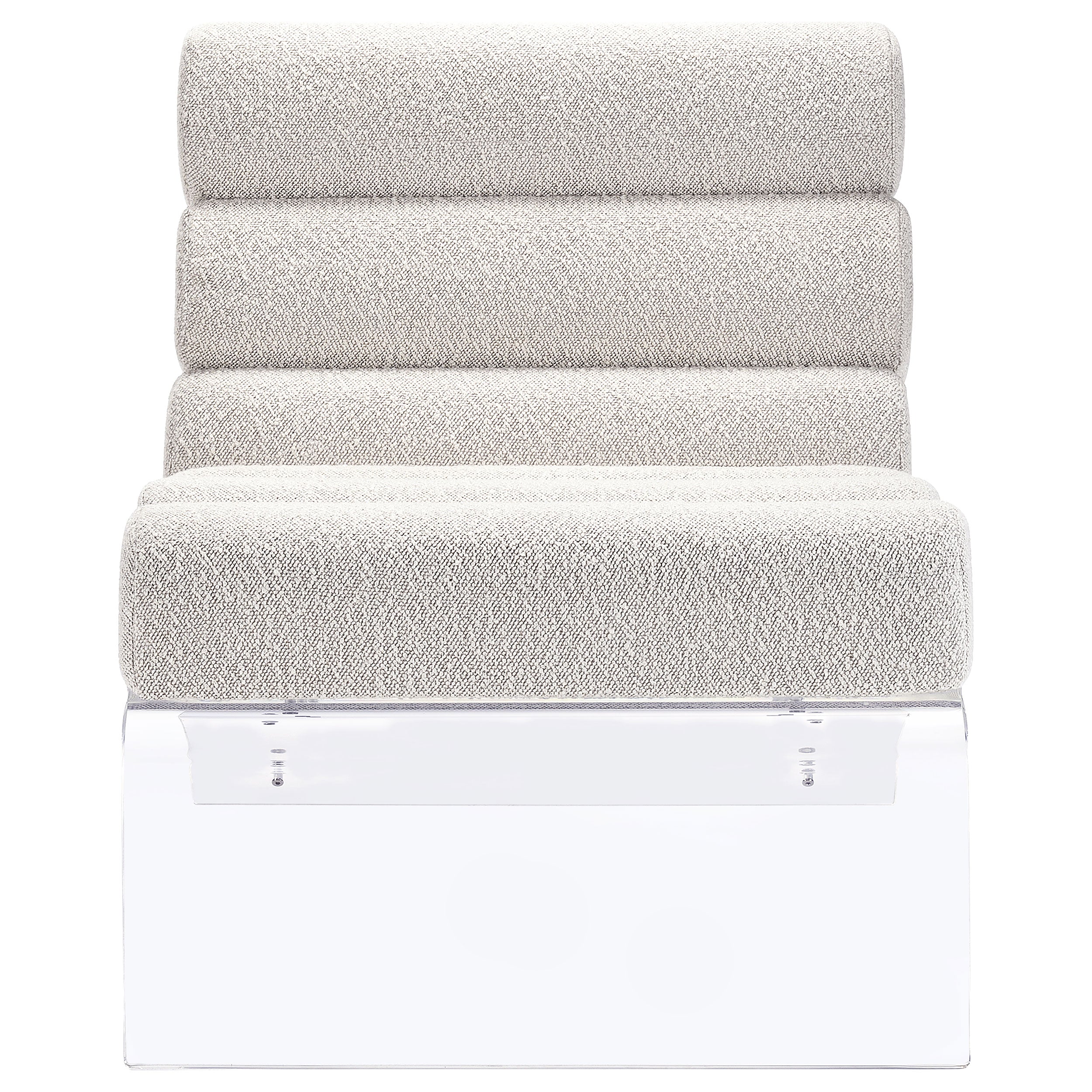 Serreta Boucle Upholstered Armless Acrylic Chair Ivory — view 3
