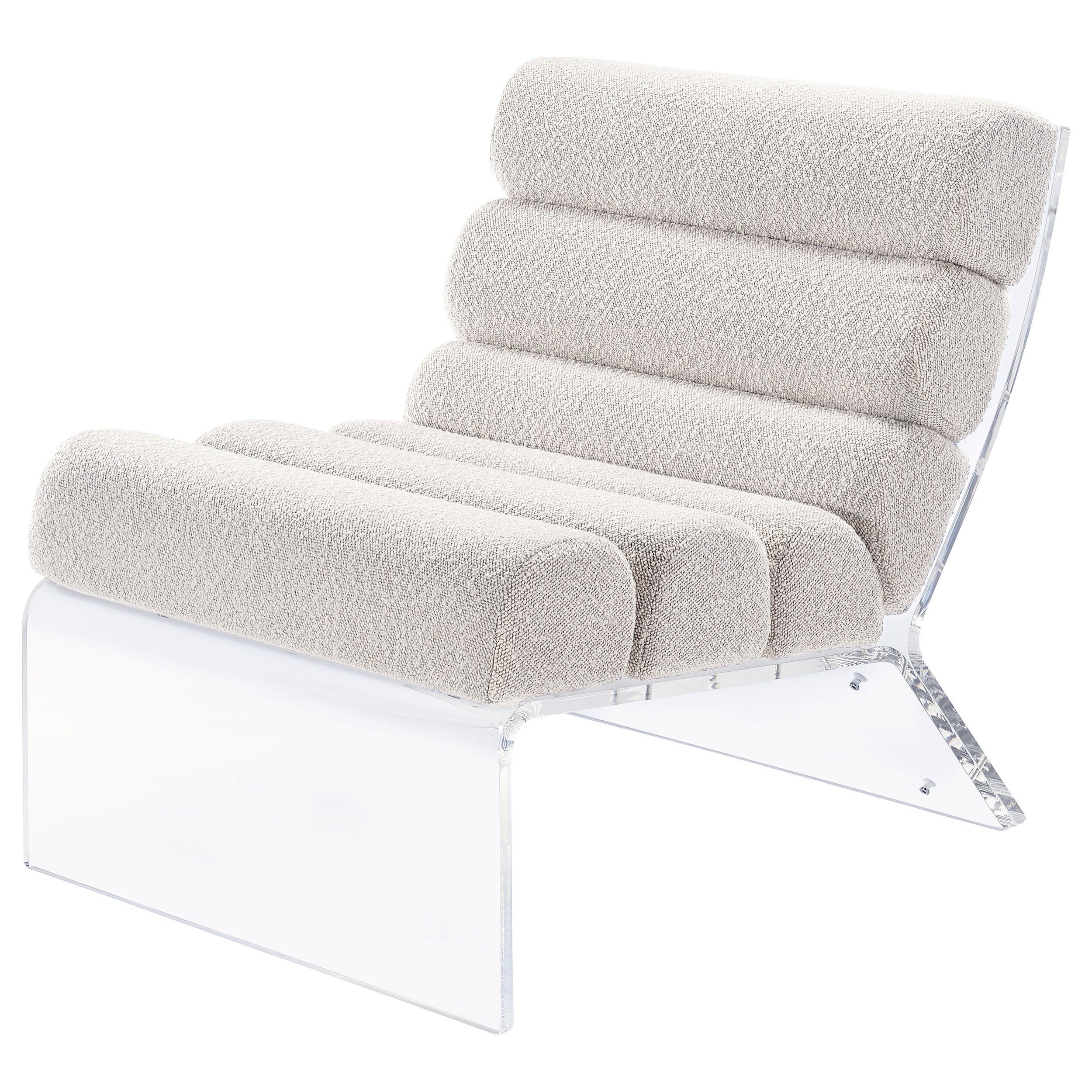 Serreta Boucle Upholstered Armless Acrylic Chair Ivory — view 4