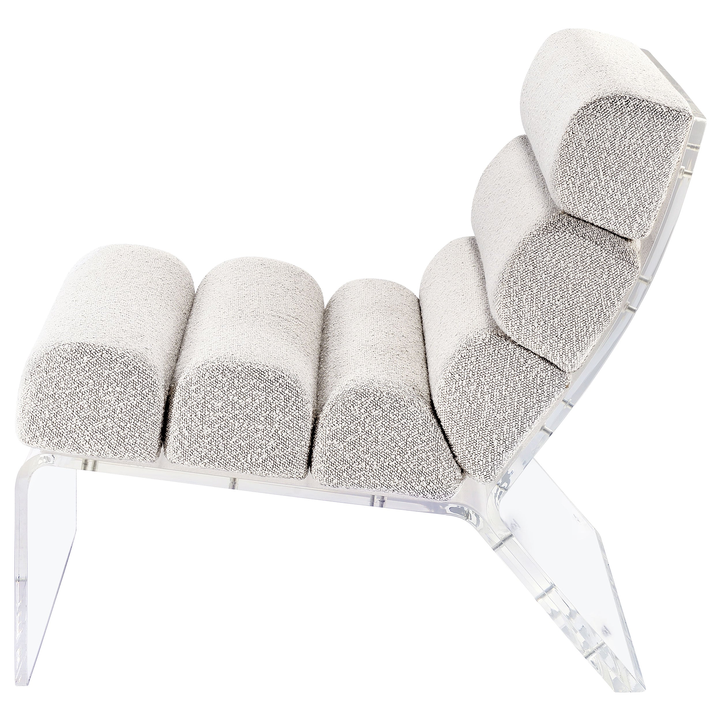 Serreta Boucle Upholstered Armless Acrylic Chair Ivory — view 5