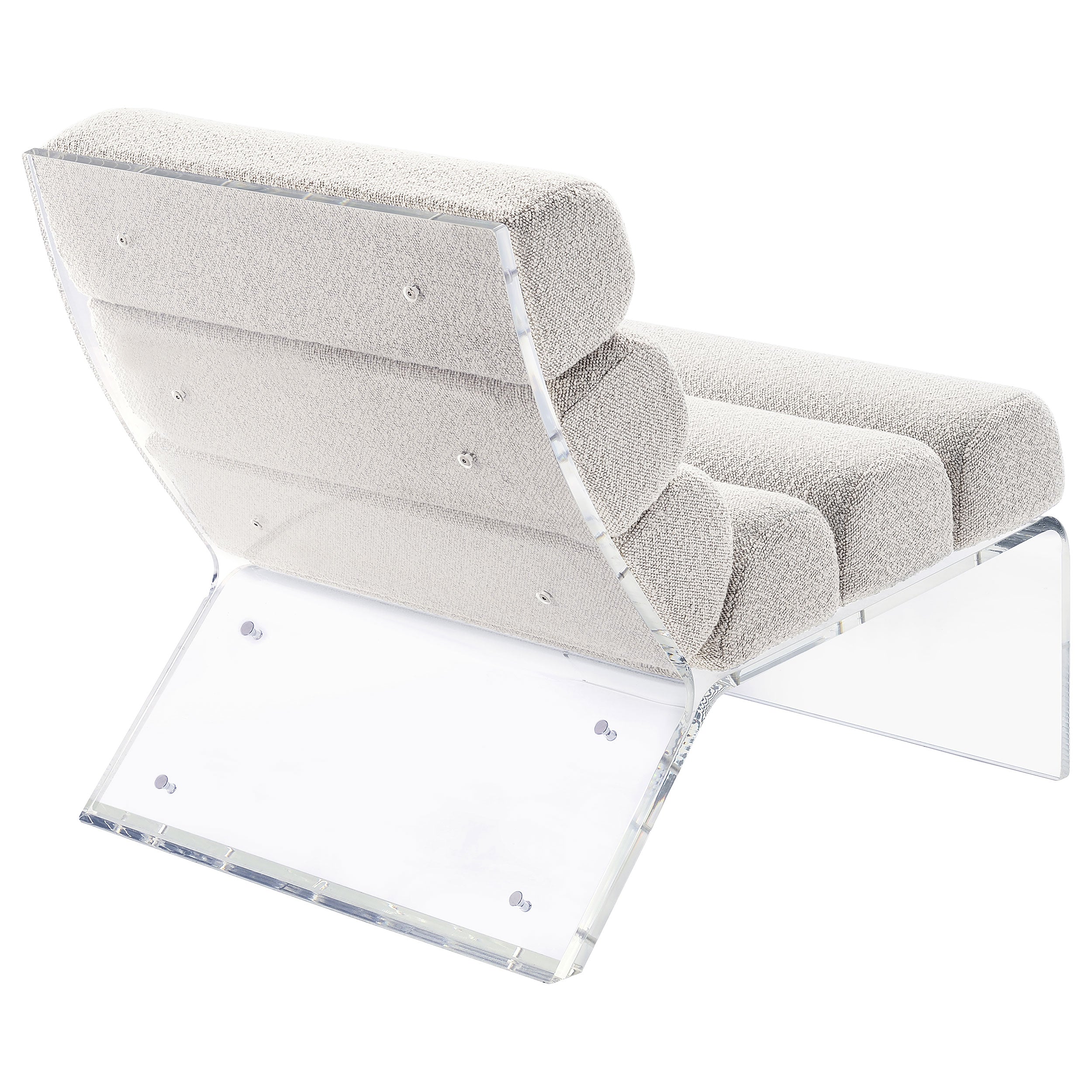 Serreta Boucle Upholstered Armless Acrylic Chair Ivory — view 8