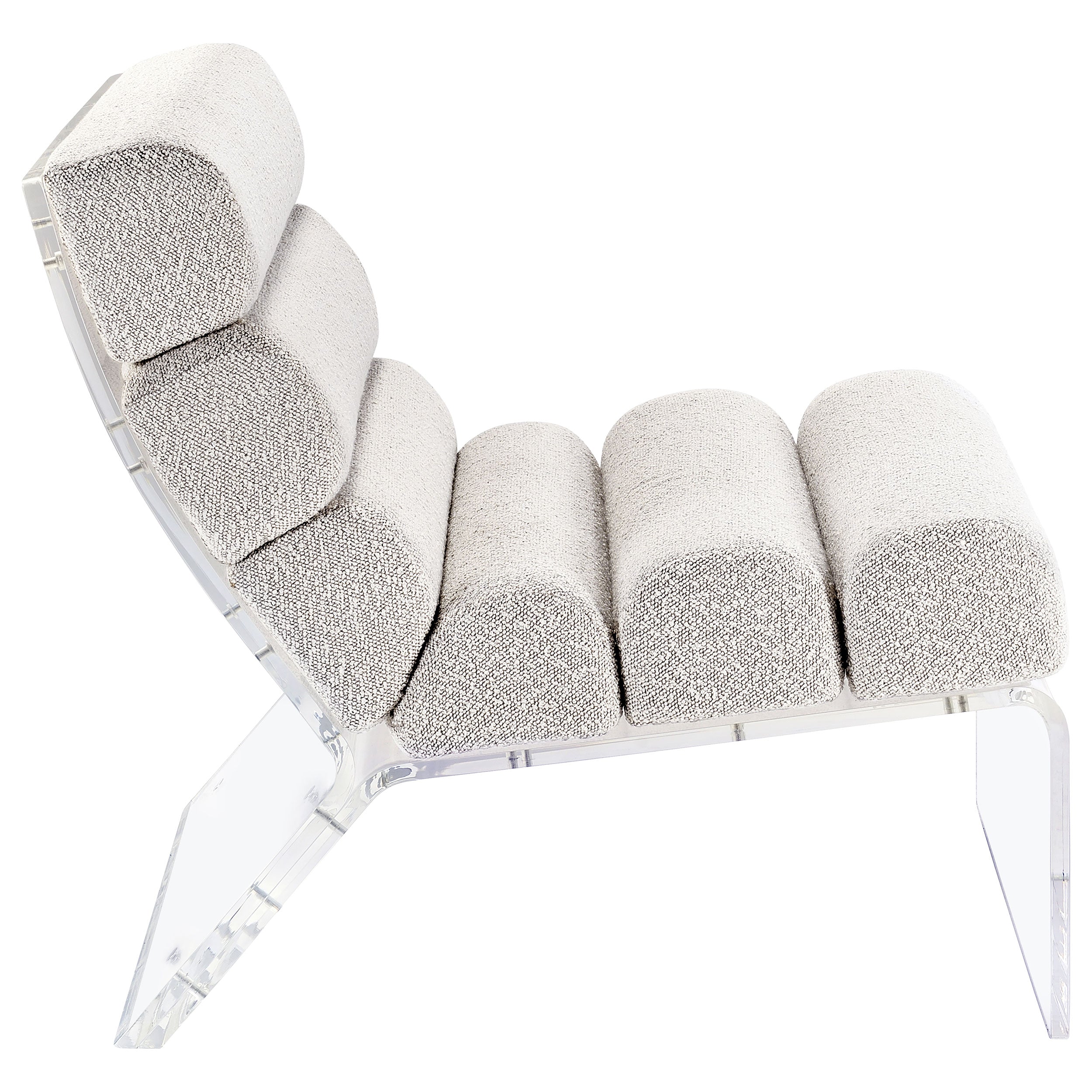 Serreta Boucle Upholstered Armless Acrylic Chair Ivory — view 9
