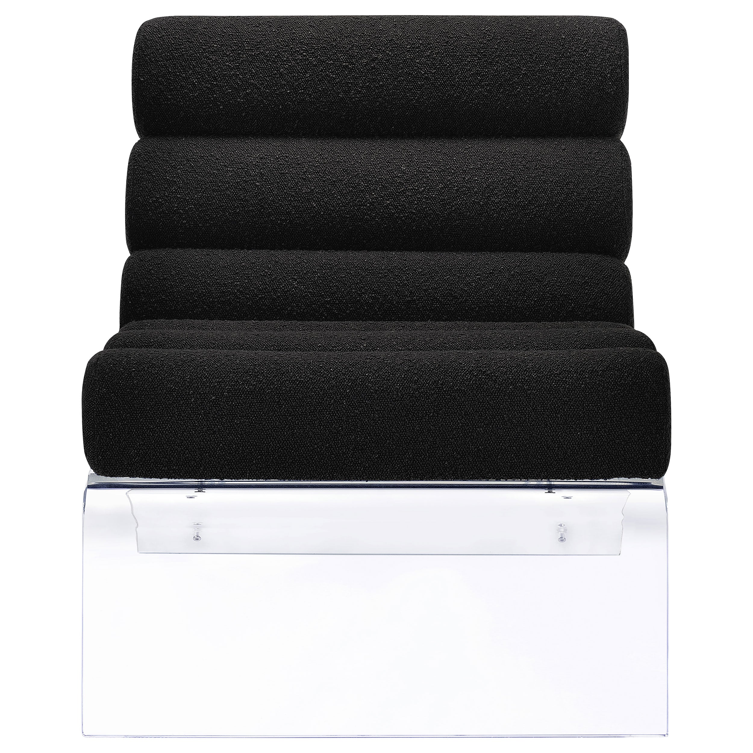 Serreta Boucle Upholstered Armless Acrylic Chair Black — view 3