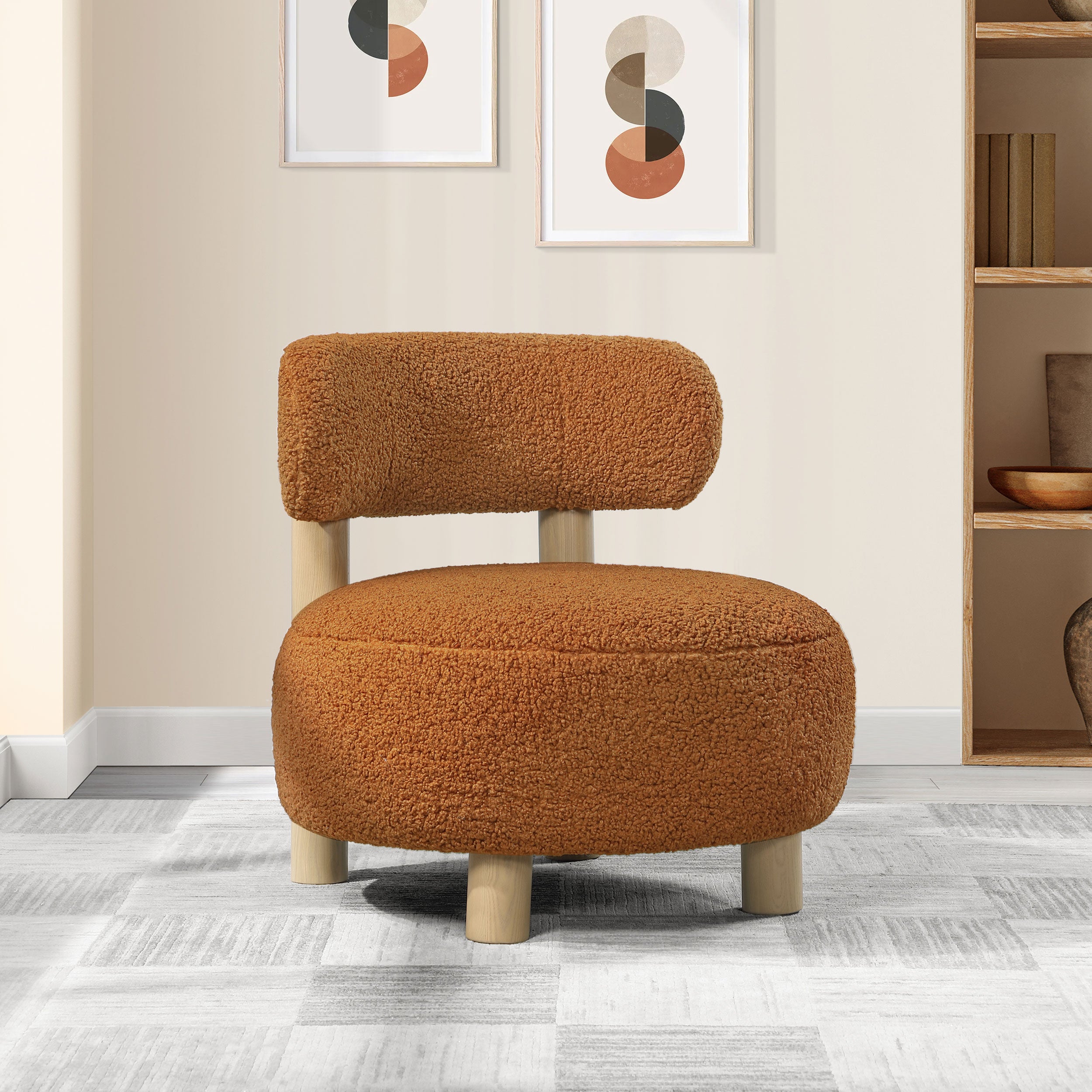 Zonie Boucle Upholstered Barrel Back Accent Chair Orange — view 2