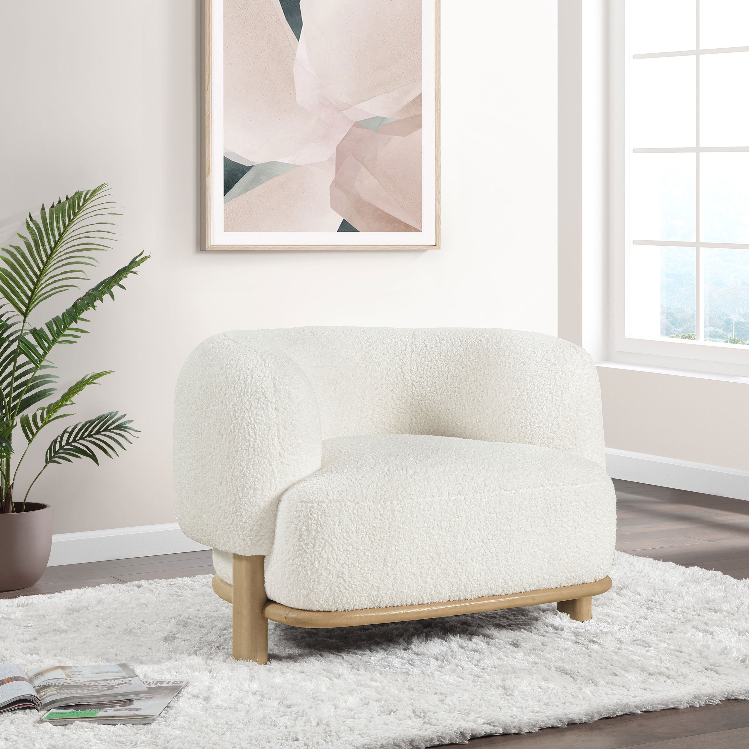 Lawler Upholstered Barrel Back Accent Chair Ivory and Natural — view 2