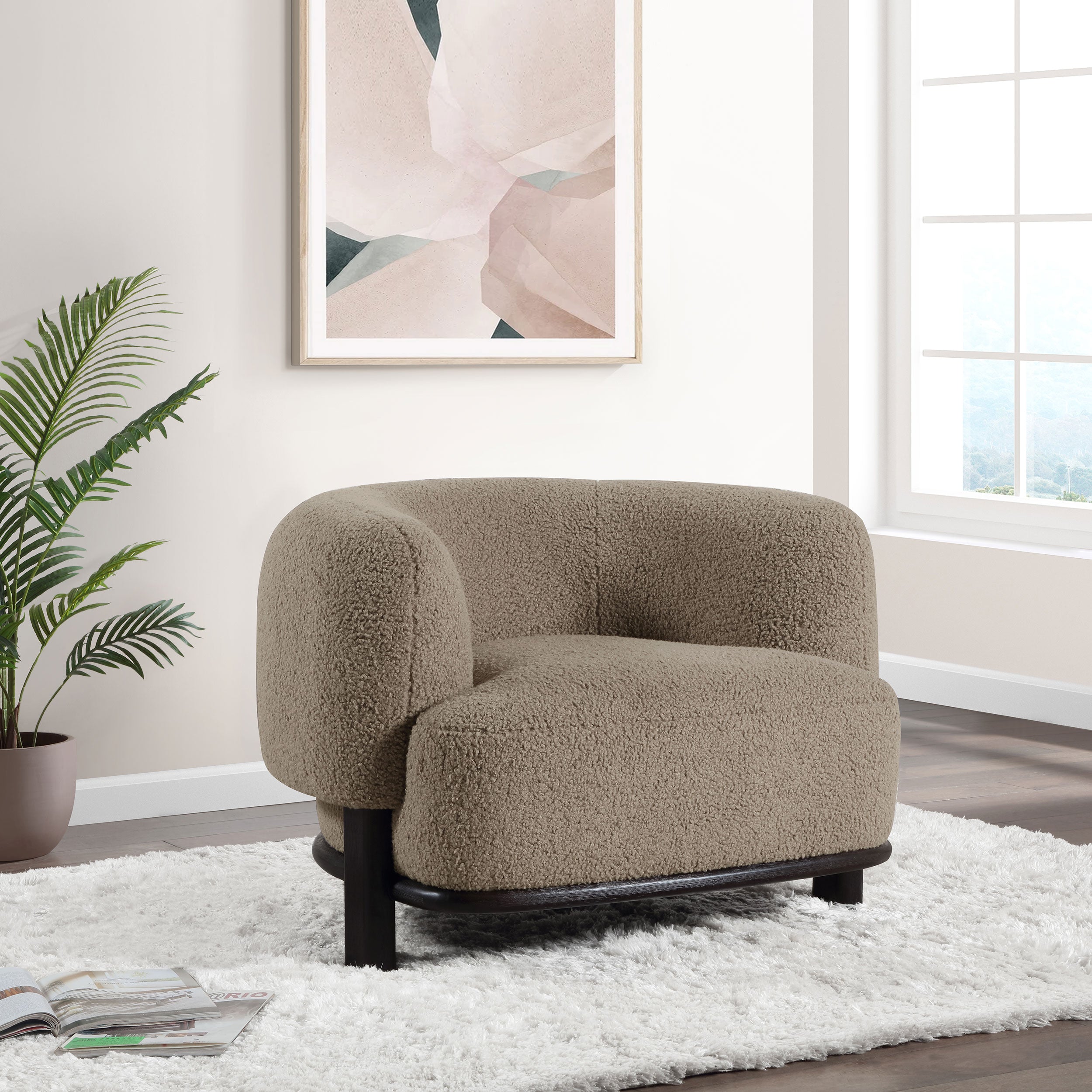 Lawler Upholstered Barrel Back Accent Chair Brown and Black — view 2