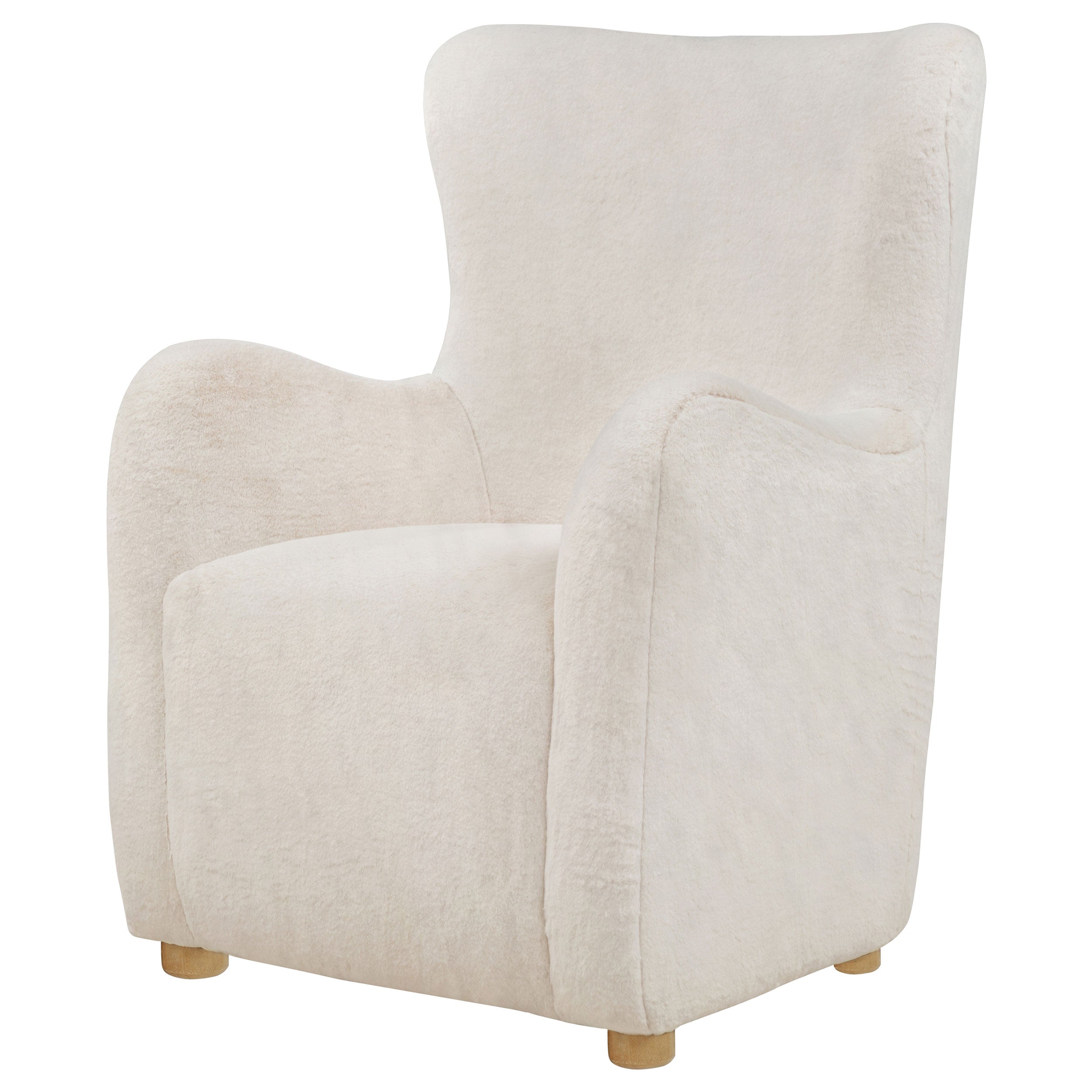 Thornton Faux Fur Upholstered Wingback Lounge Accent Chair Ivory — view 4