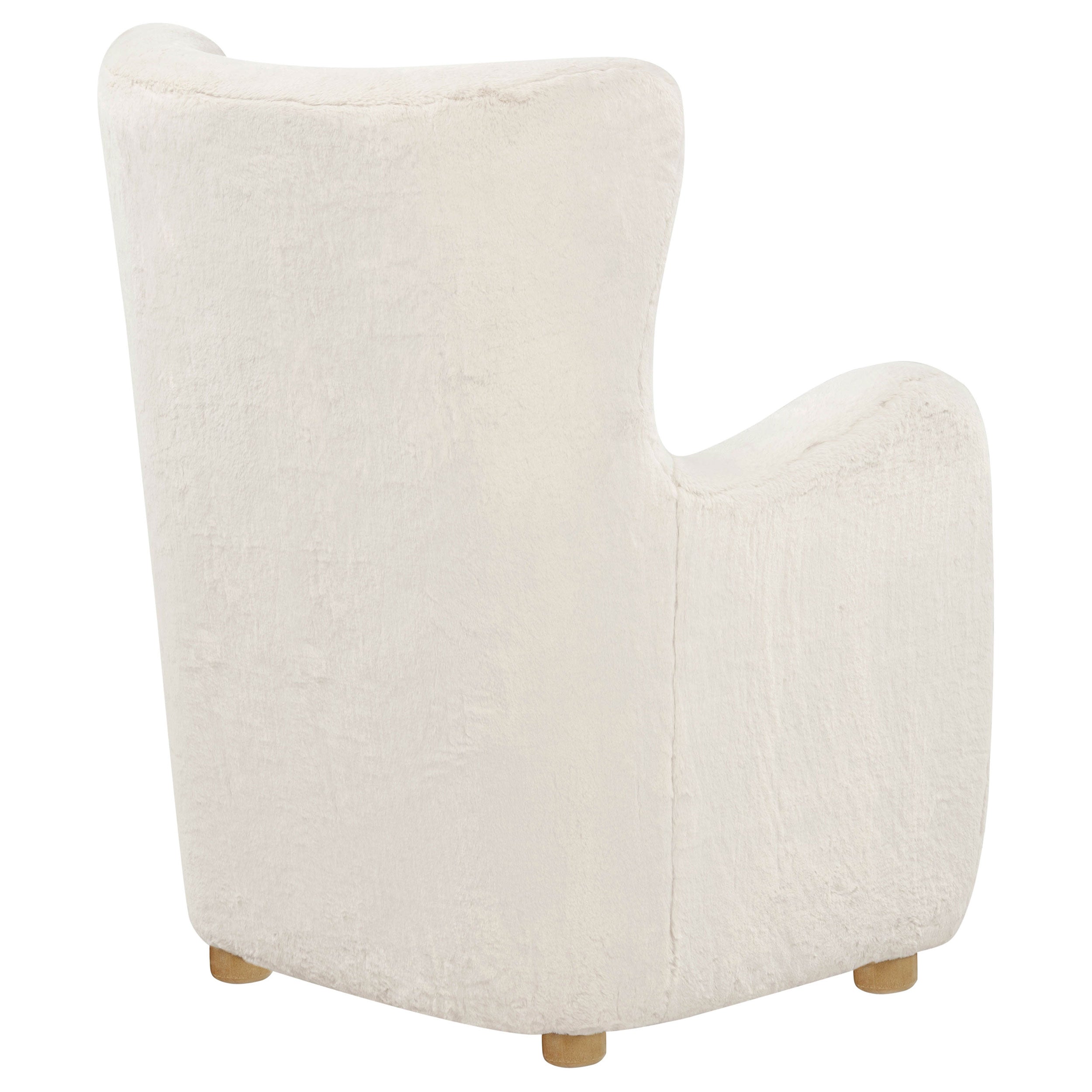 Thornton Faux Fur Upholstered Wingback Lounge Accent Chair Ivory — view 8