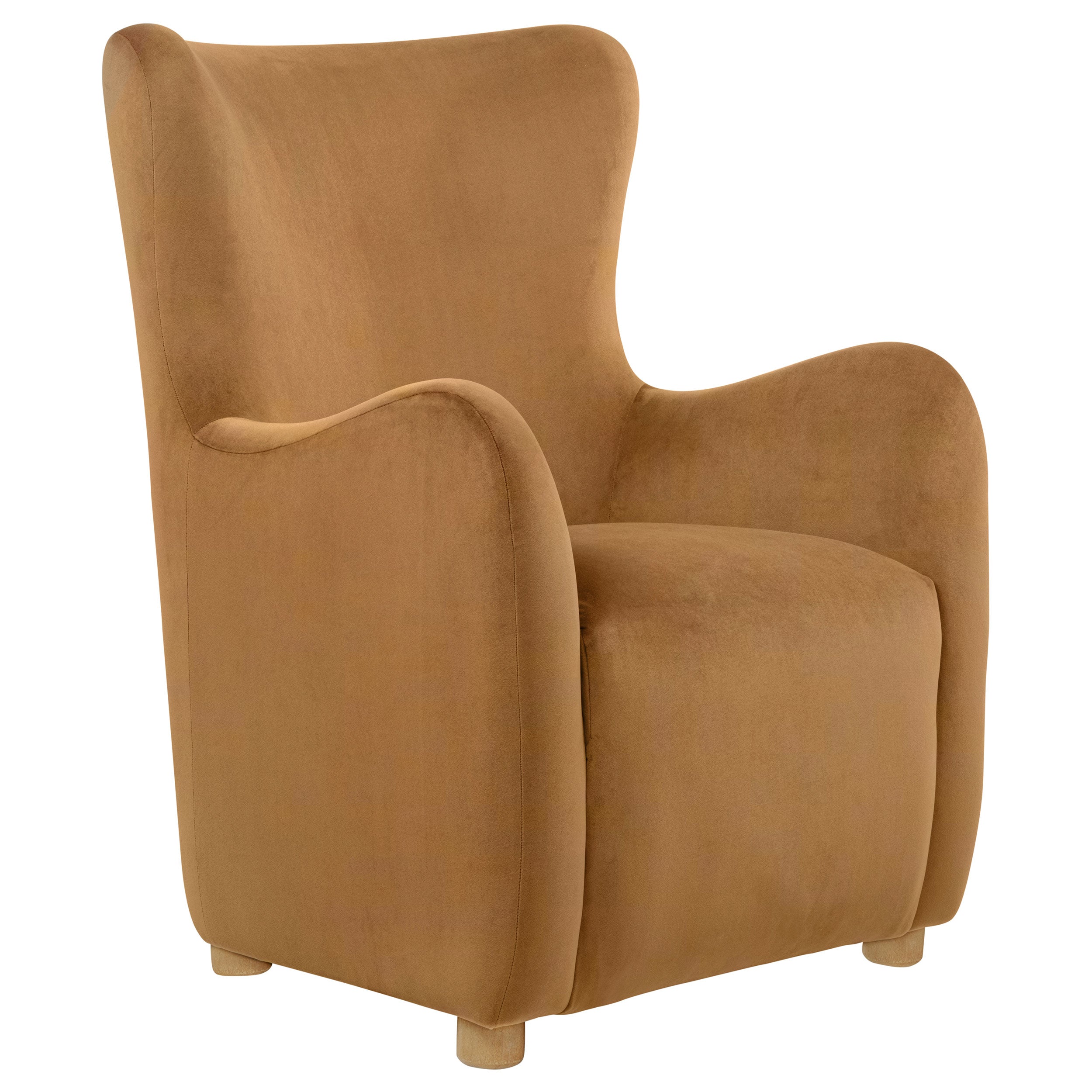 Thornton Velvet Upholstered Wingback Lounge Accent Chair Cognac — view 1