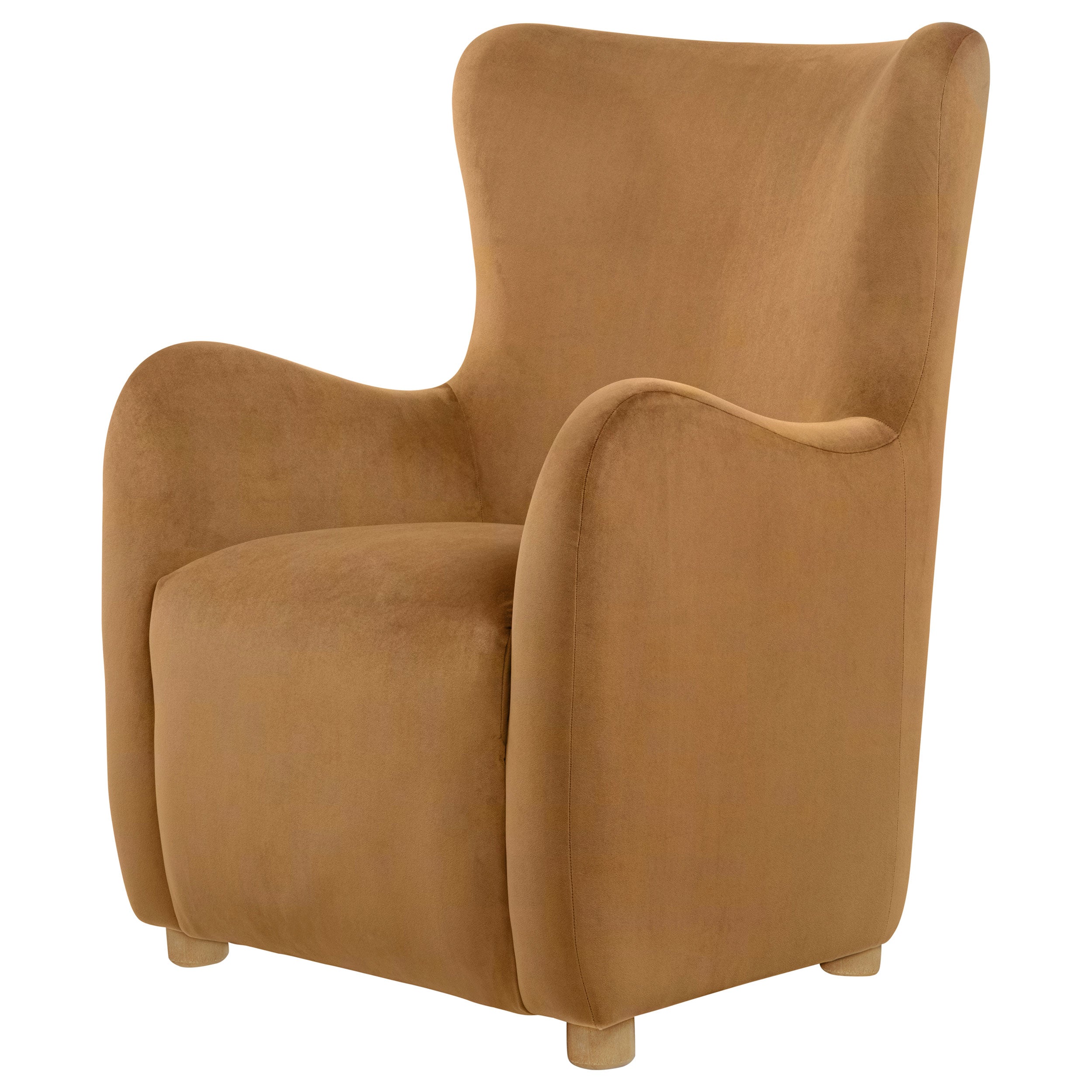 Thornton Velvet Upholstered Wingback Lounge Accent Chair Cognac — view 4
