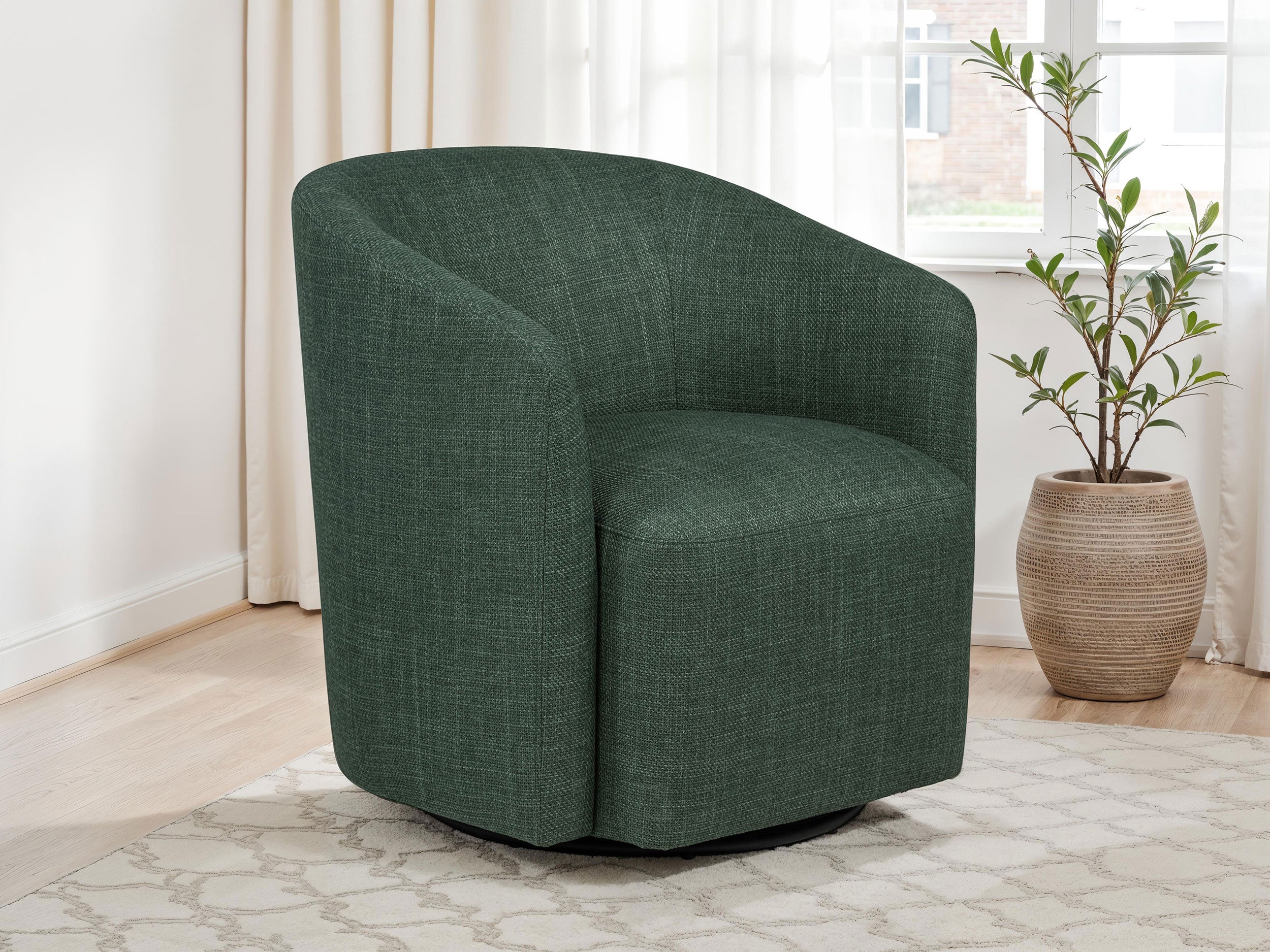 Mossbrook Fabric Upholstered Swivel Accent Chair Green — view 2
