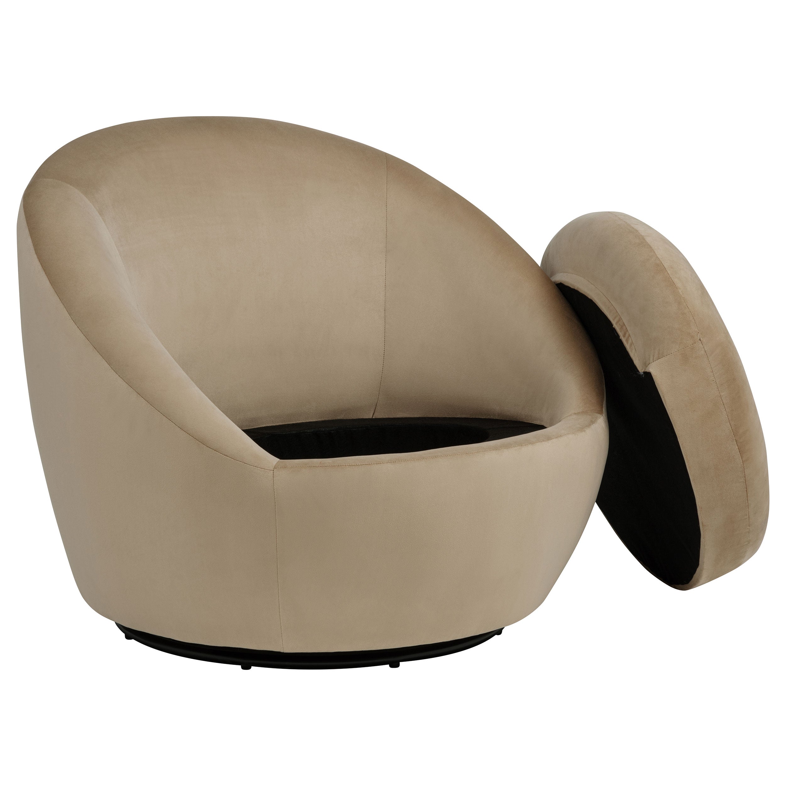 Myernick Velvet Upholstered Swivel Accent Chair Camel — view 4