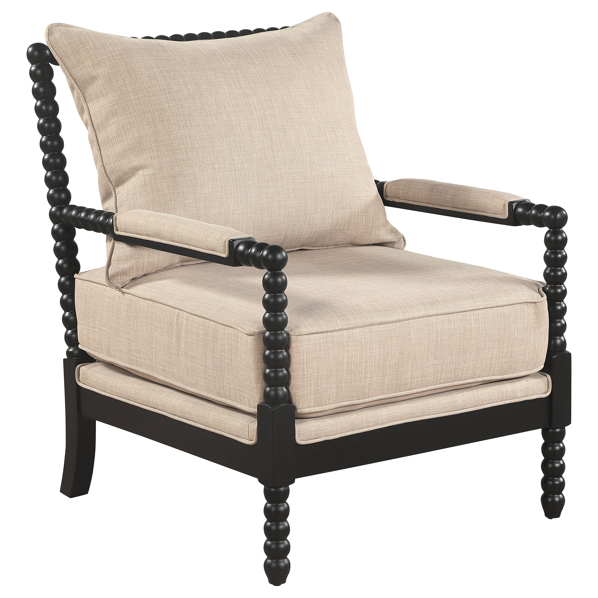 Blanchett Upholstered Bobbin Accent Chair Beige and Black — view 1