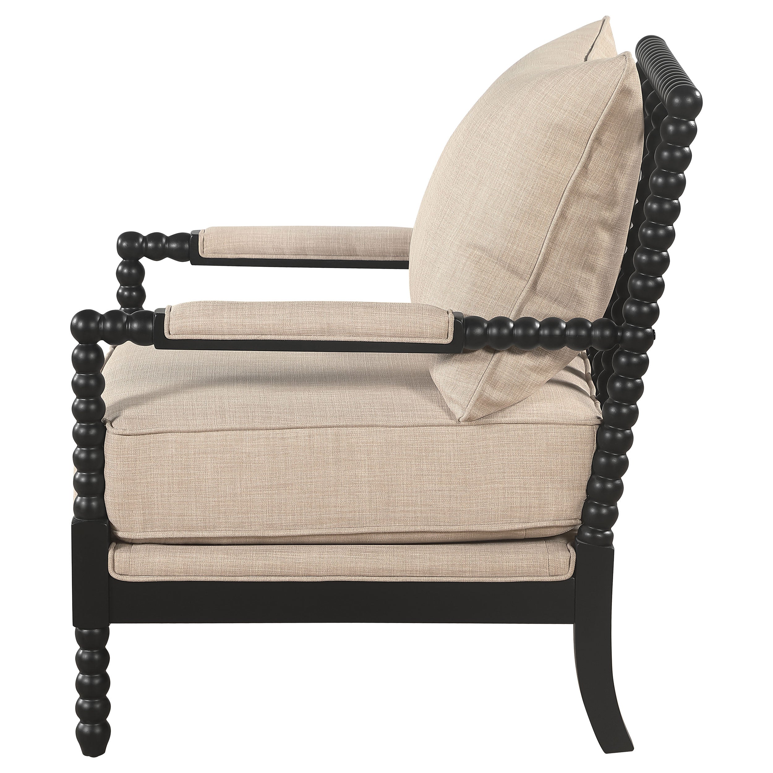 Blanchett Upholstered Bobbin Accent Chair Beige and Black — view 5