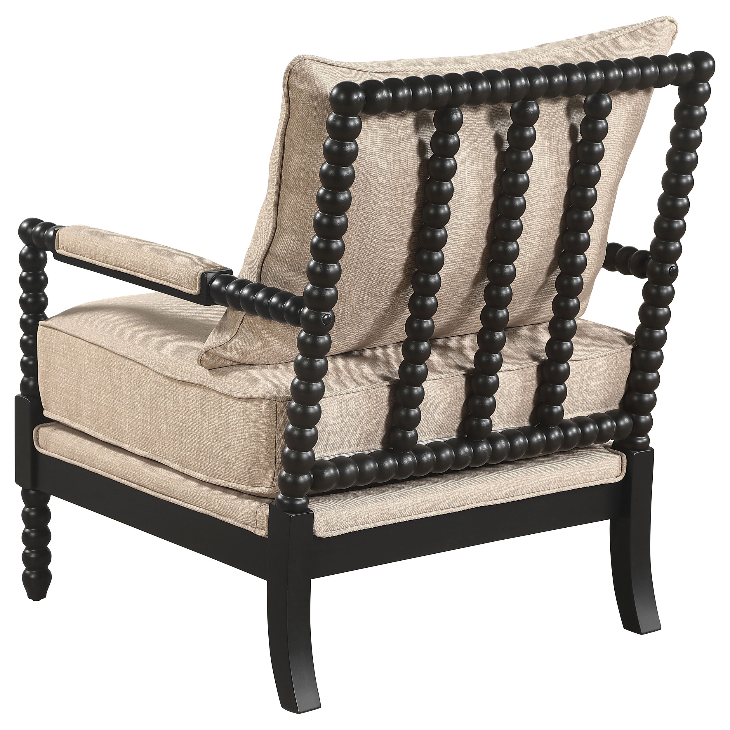 Blanchett Upholstered Bobbin Accent Chair Beige and Black — view 6