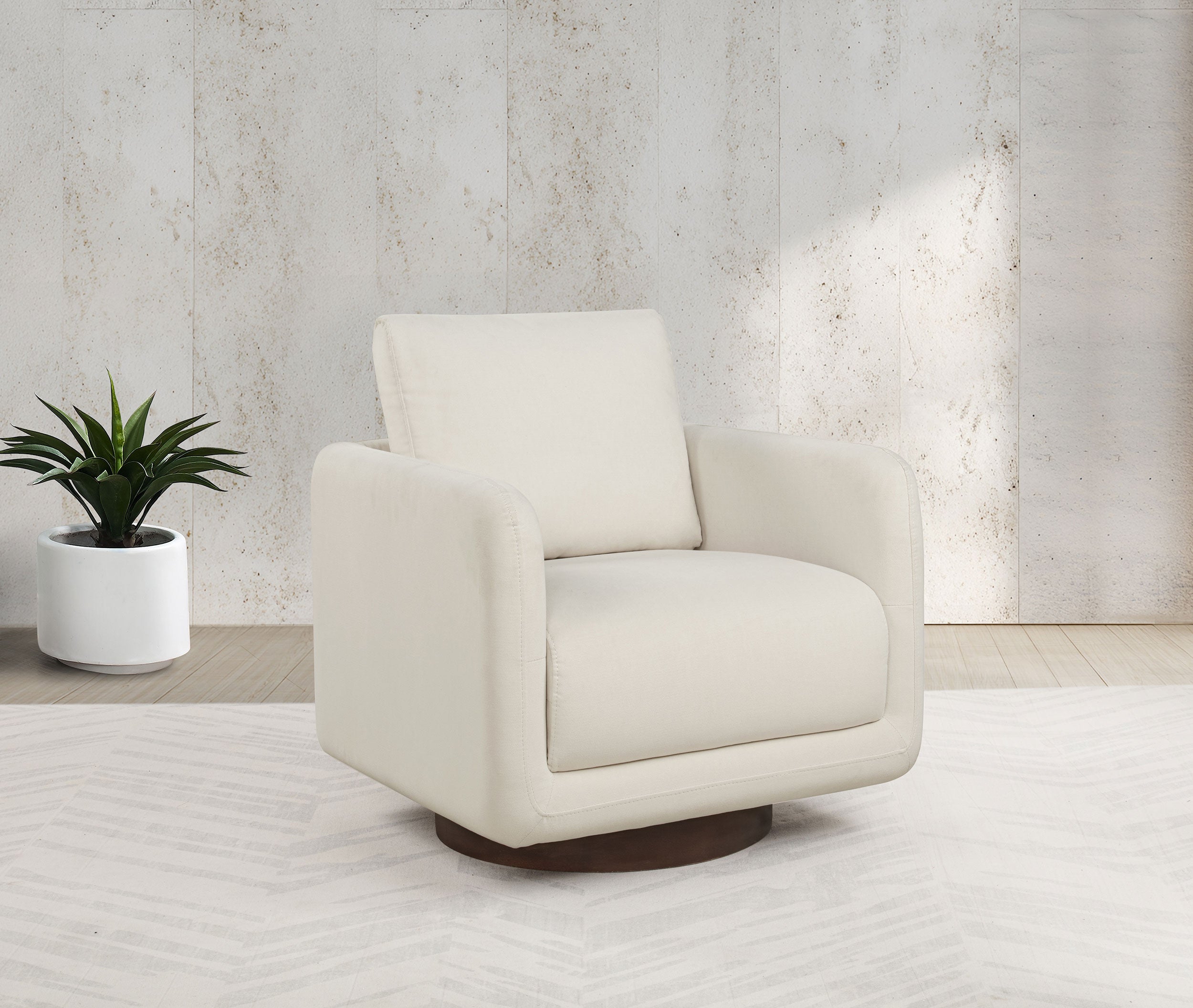 Iris Fabric Upholstered Swivel Accent Chair Ivory — view 2