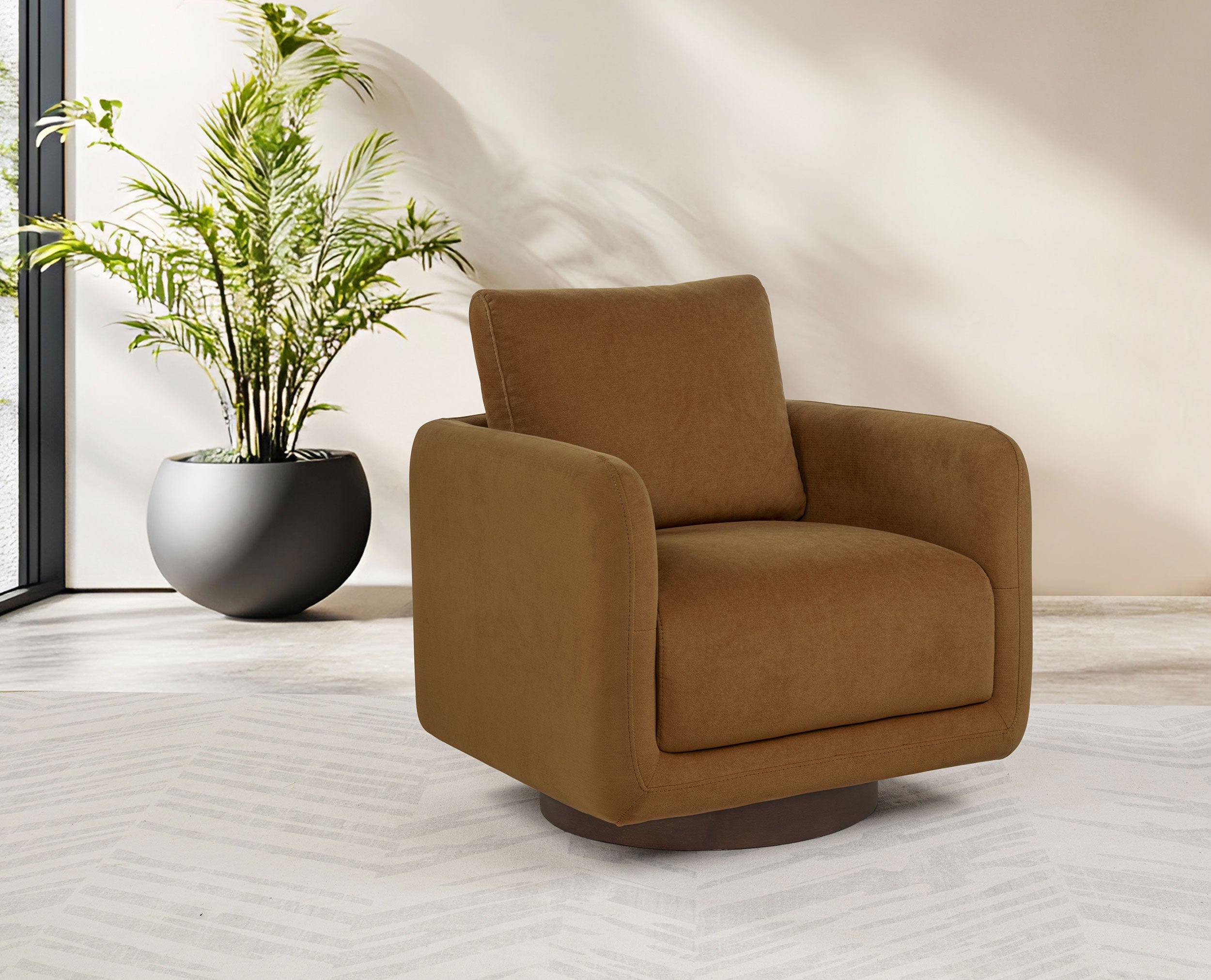 Iris Fabric Upholstered Swivel Accent Chair Rust — view 2