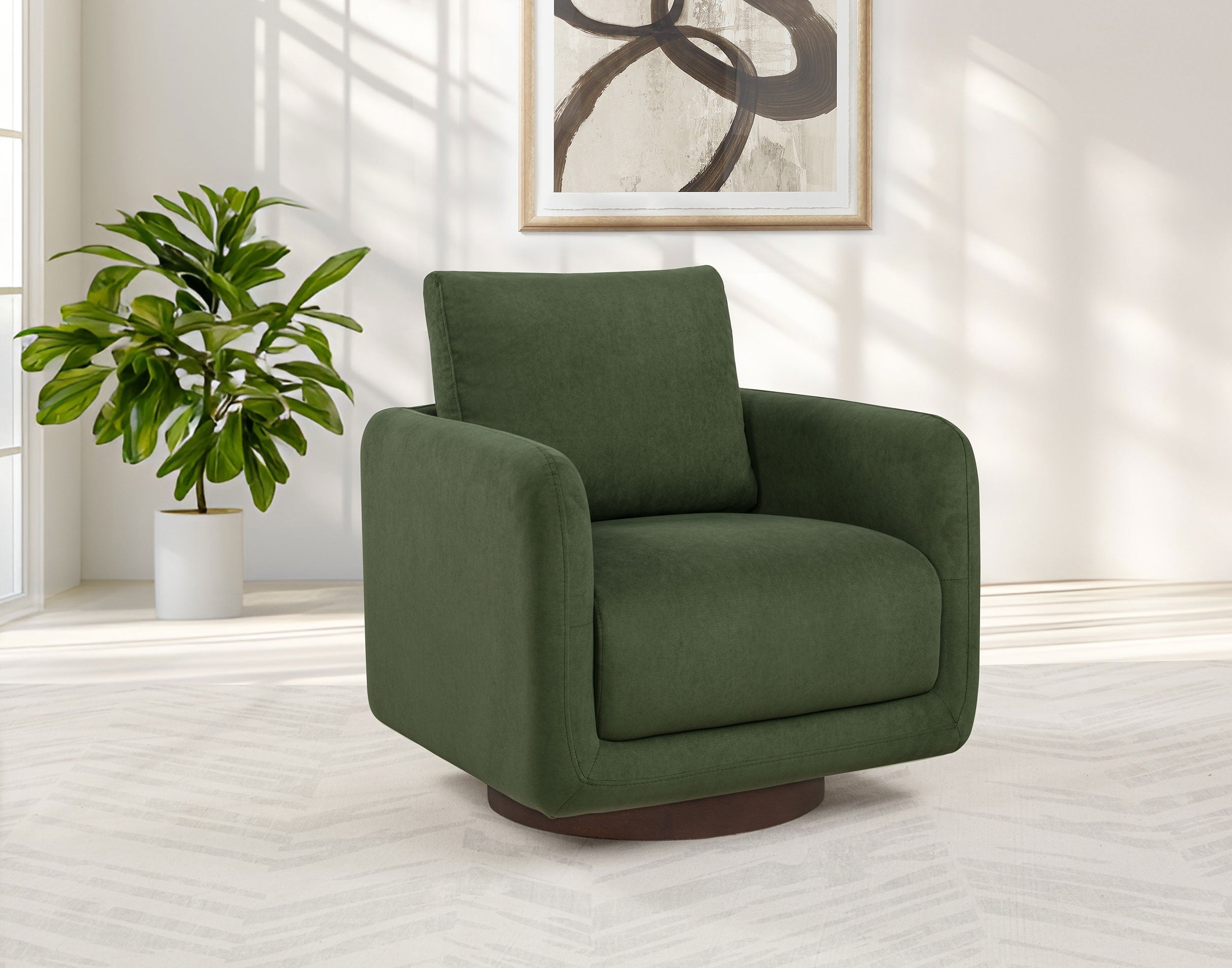 Iris Fabric Upholstered Swivel Accent Chair Matcha — view 2