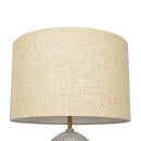 Aurora - Ribbed Lamp Base Clear Table Lamp Large Linen Shade - Beige / Clear / Gold