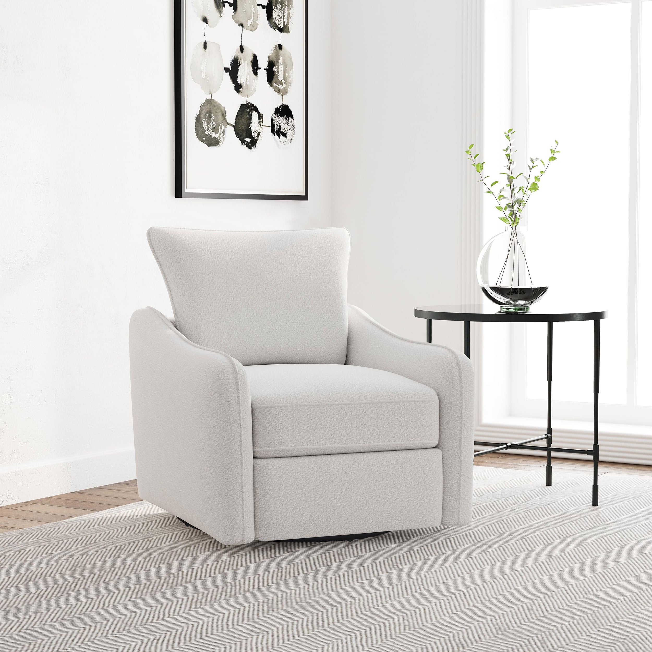 Madia Upholstered Sloped Arm Swivel Glider Chair Vanilla — view 2
