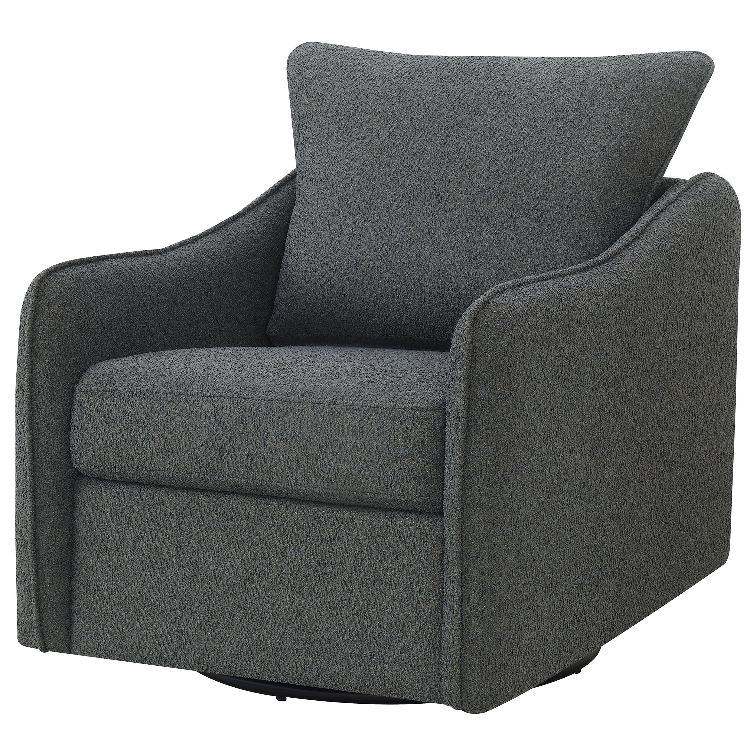 Madia Upholstered Sloped Arm Swivel Glider Chair Charcoal — view 4