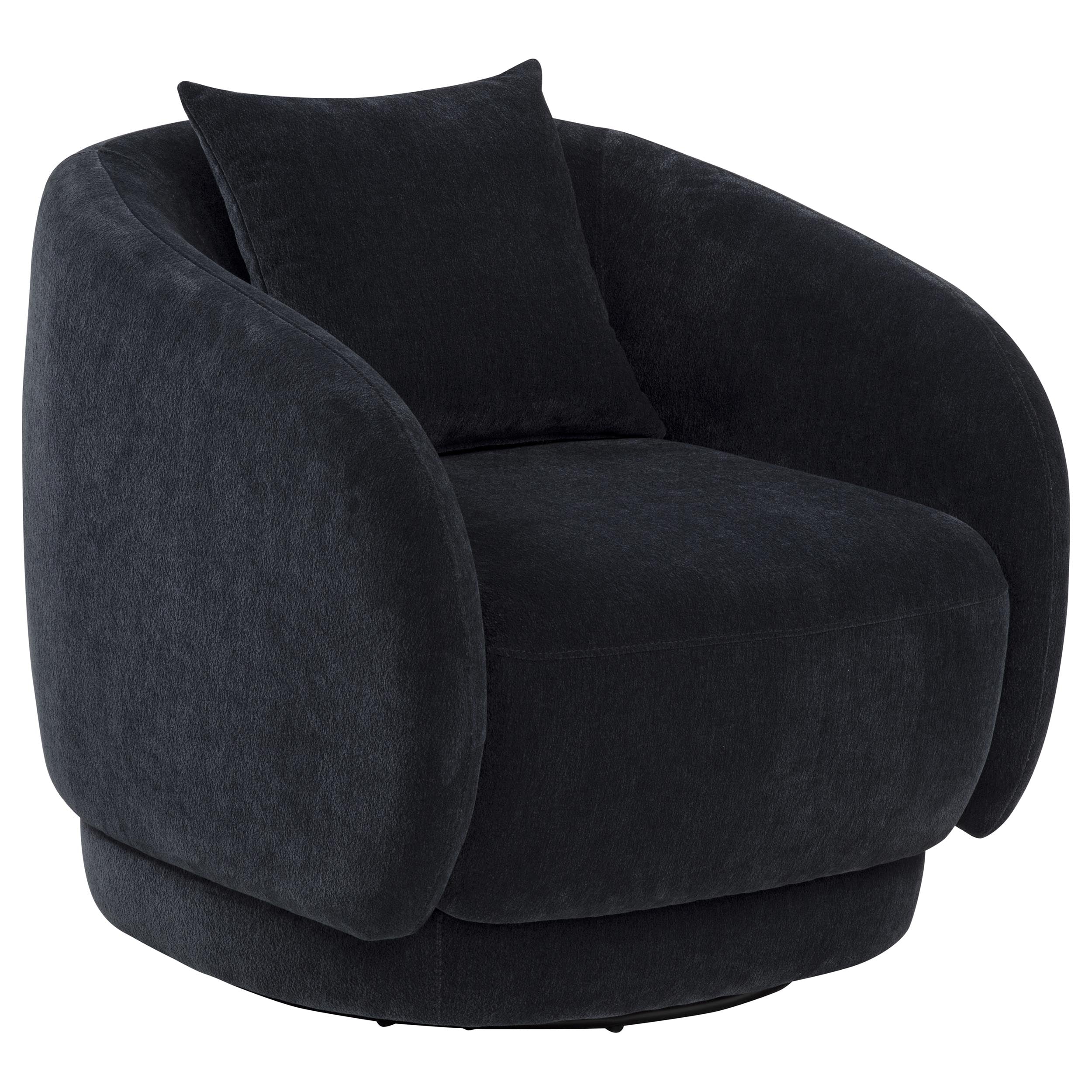 Arnaud Chenille Upholstered Swivel Accent Chair Navy — view 1