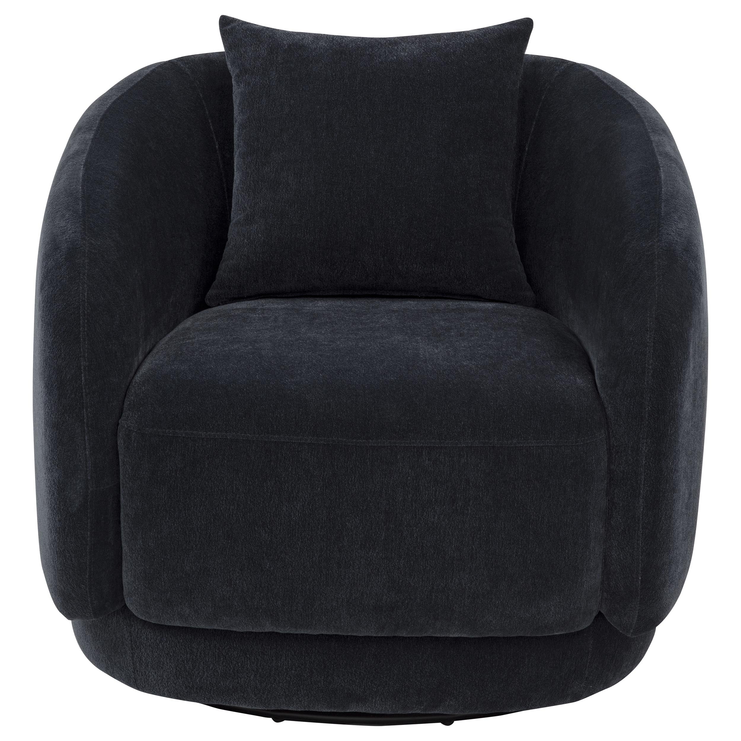 Arnaud Chenille Upholstered Swivel Accent Chair Navy — view 3