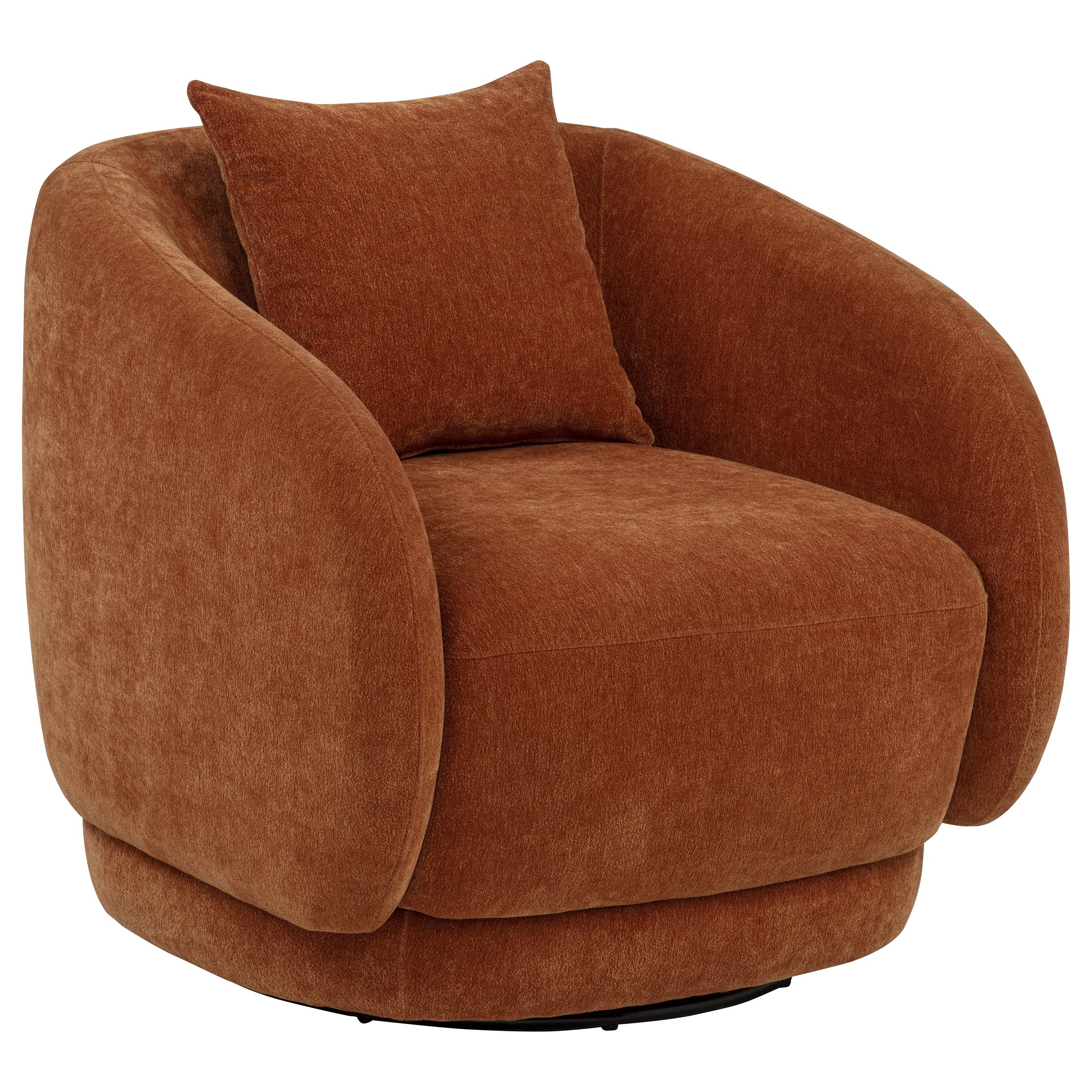 Arnaud Chenille Upholstered Swivel Accent Chair Burnt Orange — view 1