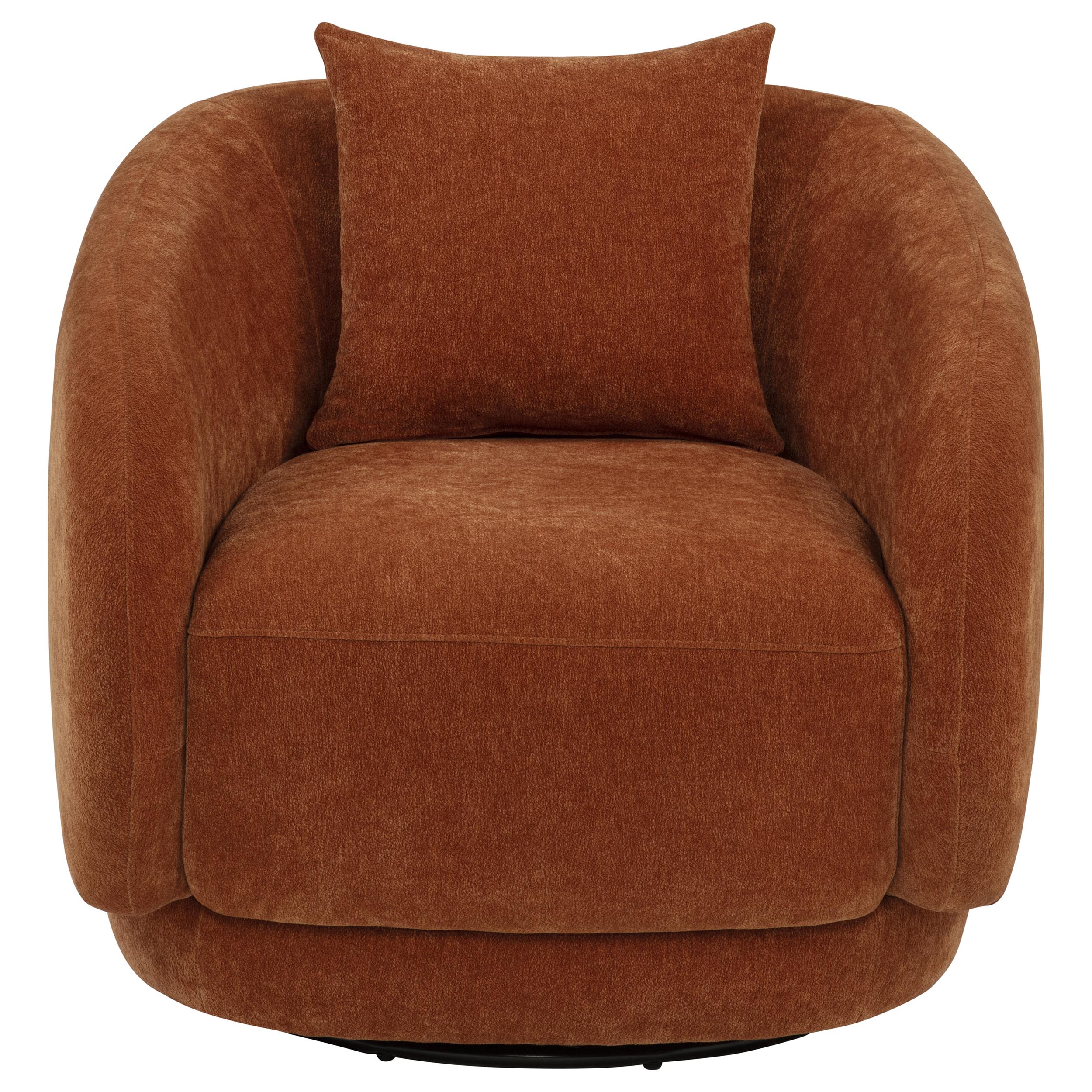 Arnaud Chenille Upholstered Swivel Accent Chair Burnt Orange — view 3