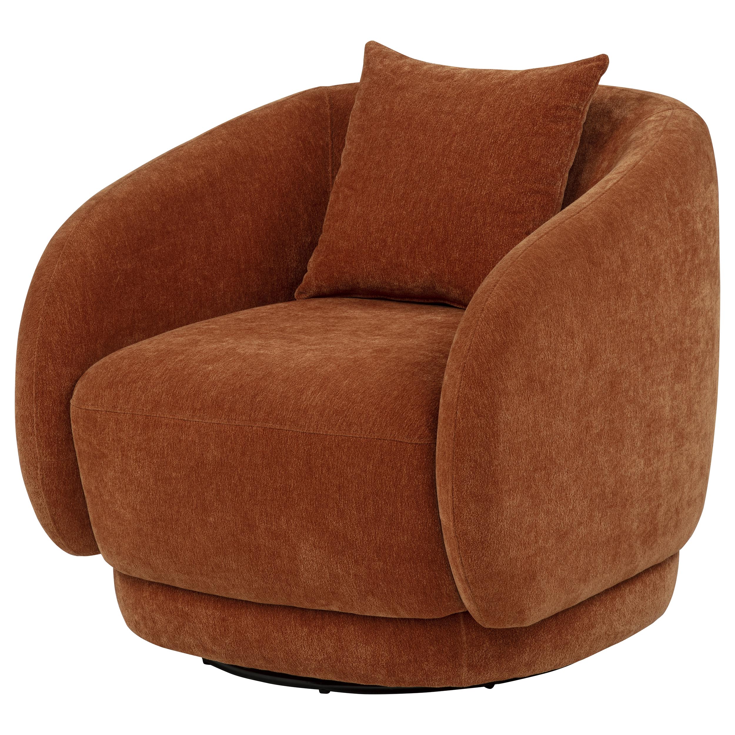 Arnaud Chenille Upholstered Swivel Accent Chair Burnt Orange — view 4