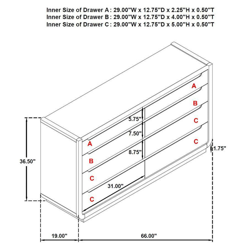 Leandro - 8-Drawer Bedroom Dresser Cabinet