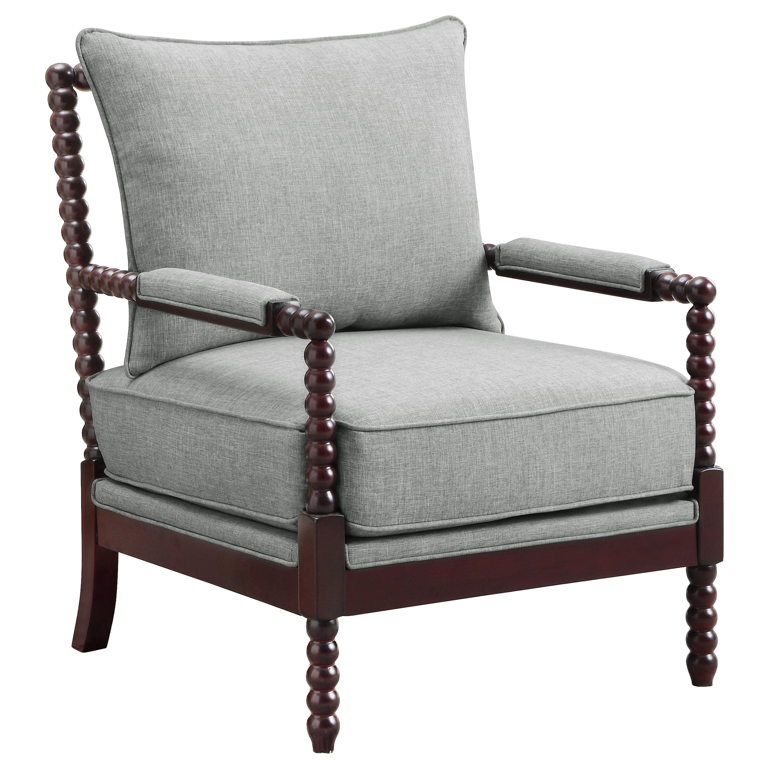 Blanchett Upholstered Bobbin Accent Chair Grey and Cappuccino — view 1