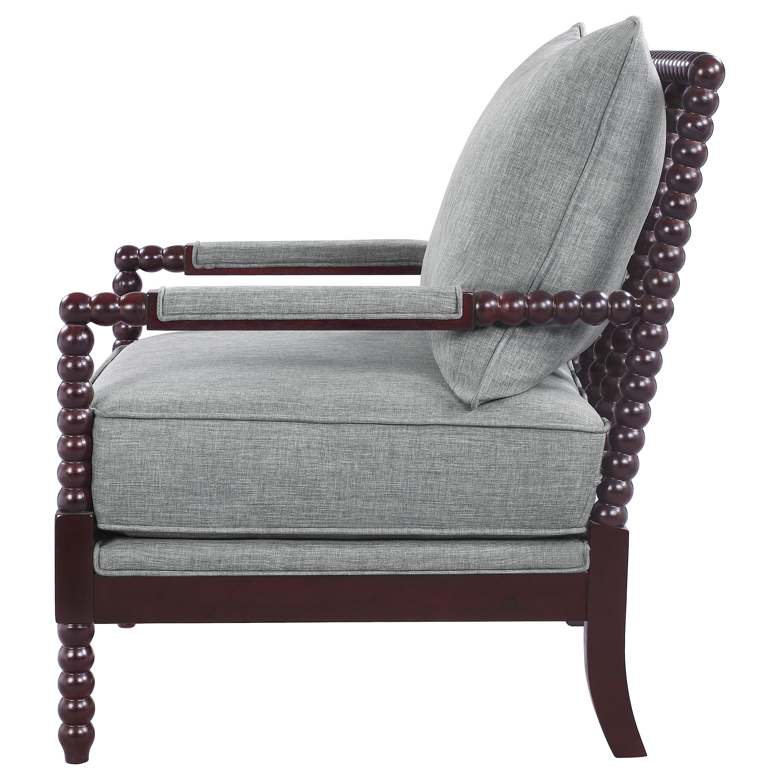Blanchett Upholstered Bobbin Accent Chair Grey and Cappuccino — view 5
