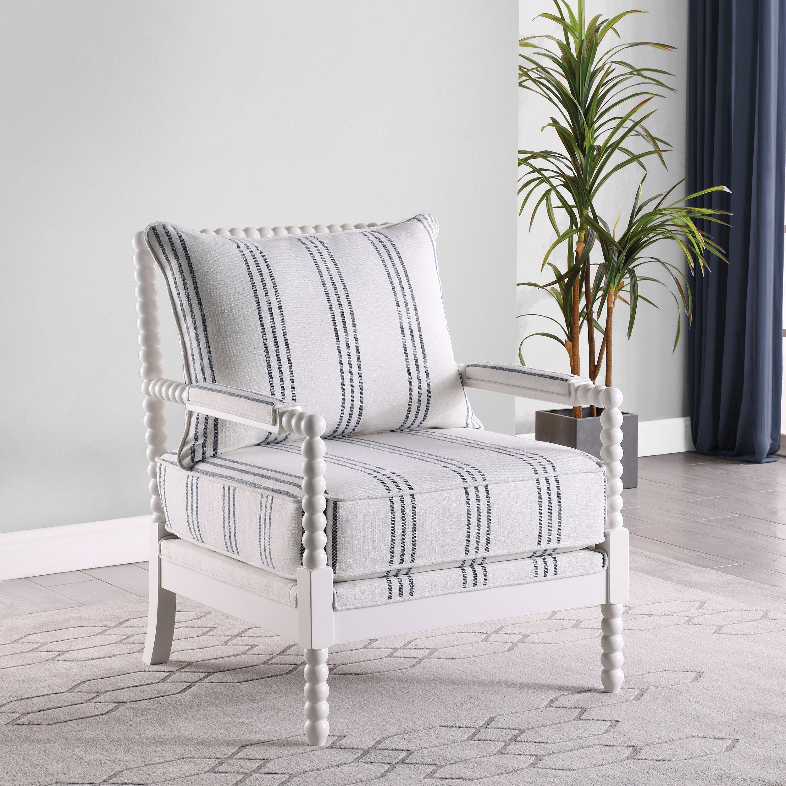 Blanchett Upholstered Bobbin Accent Chair White — view 2