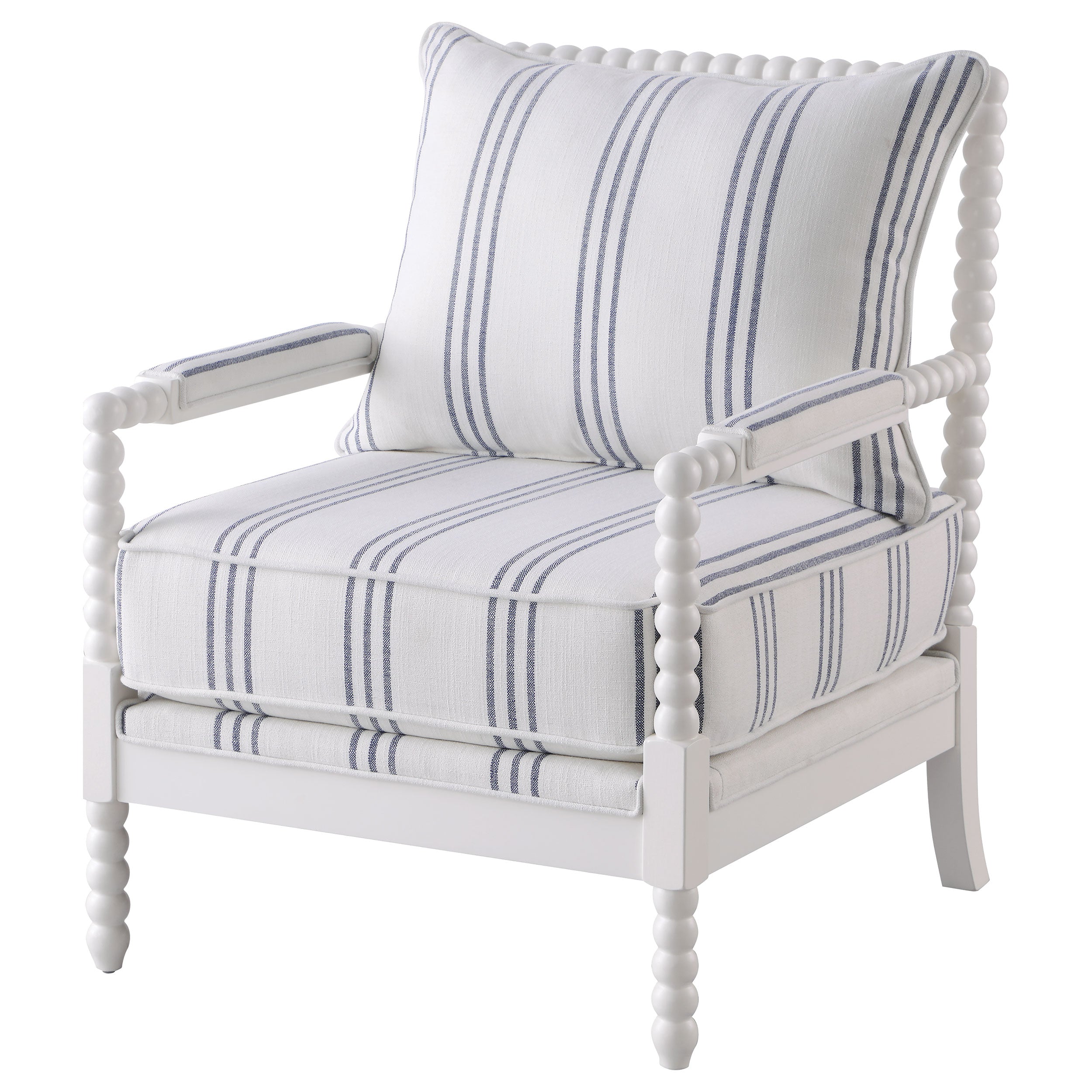 Blanchett Upholstered Bobbin Accent Chair White — view 4