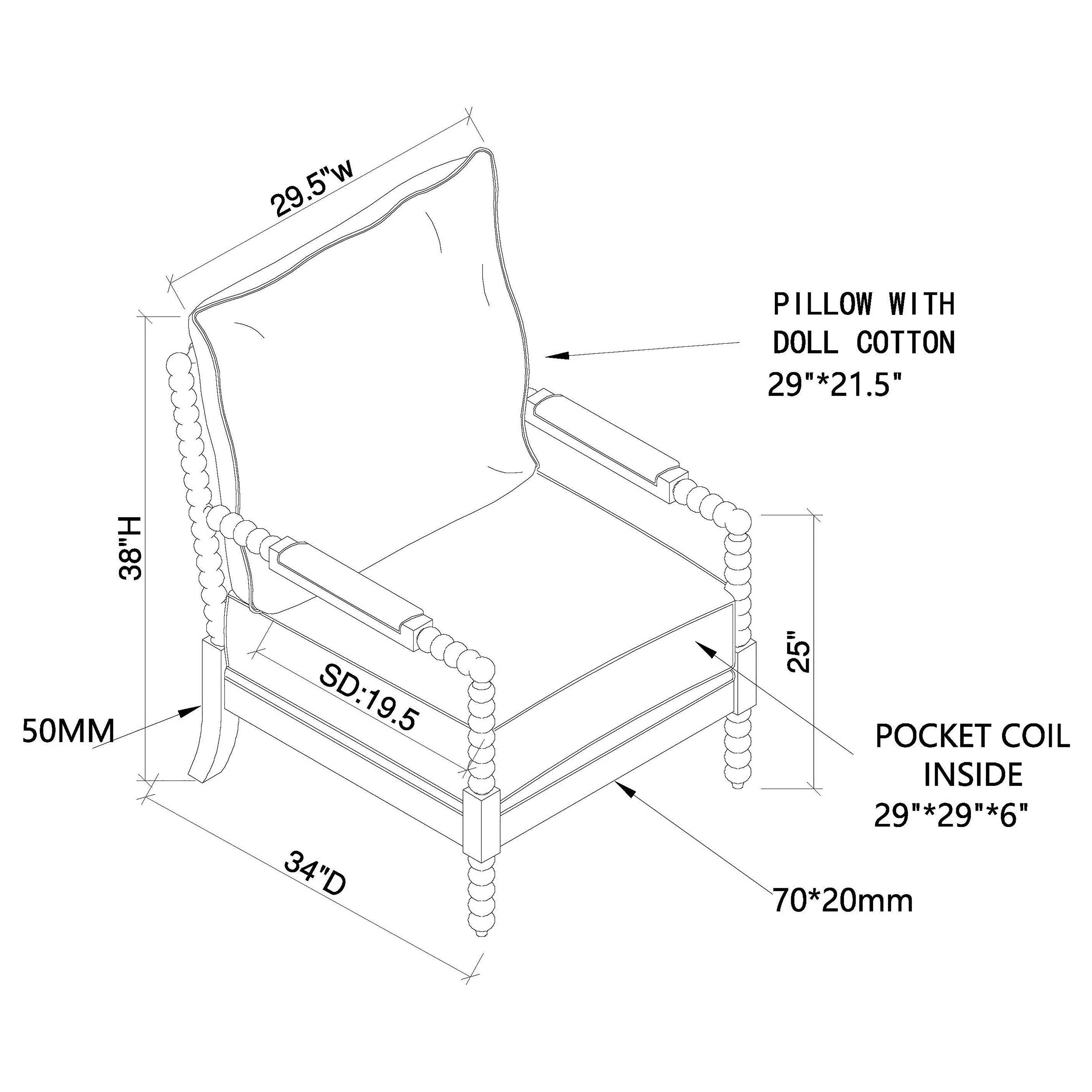 Blanchett Upholstered Bobbin Accent Chair White — view 10