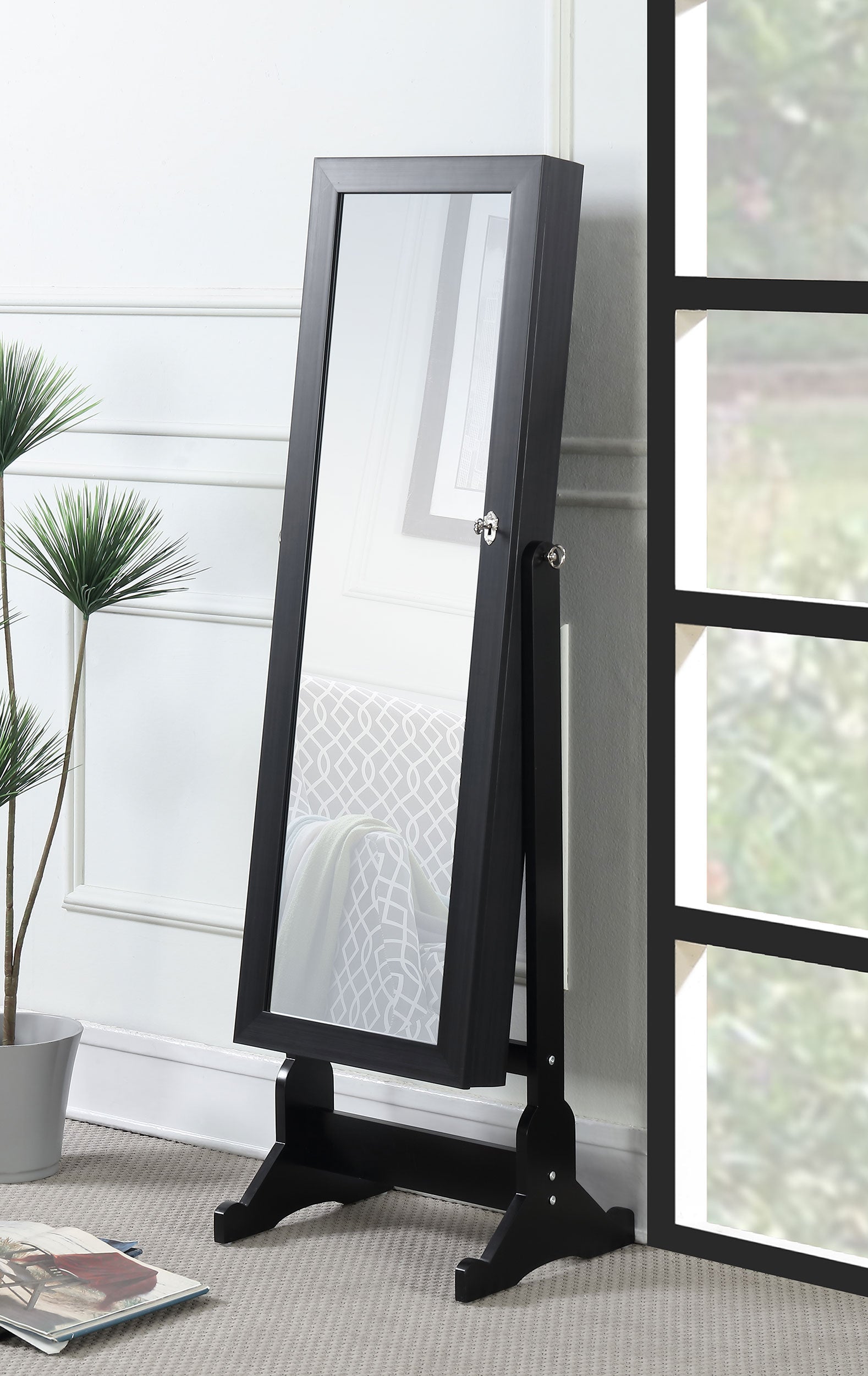 Tutuola Cheval Mirror with Jewelry Storage Black — view 2