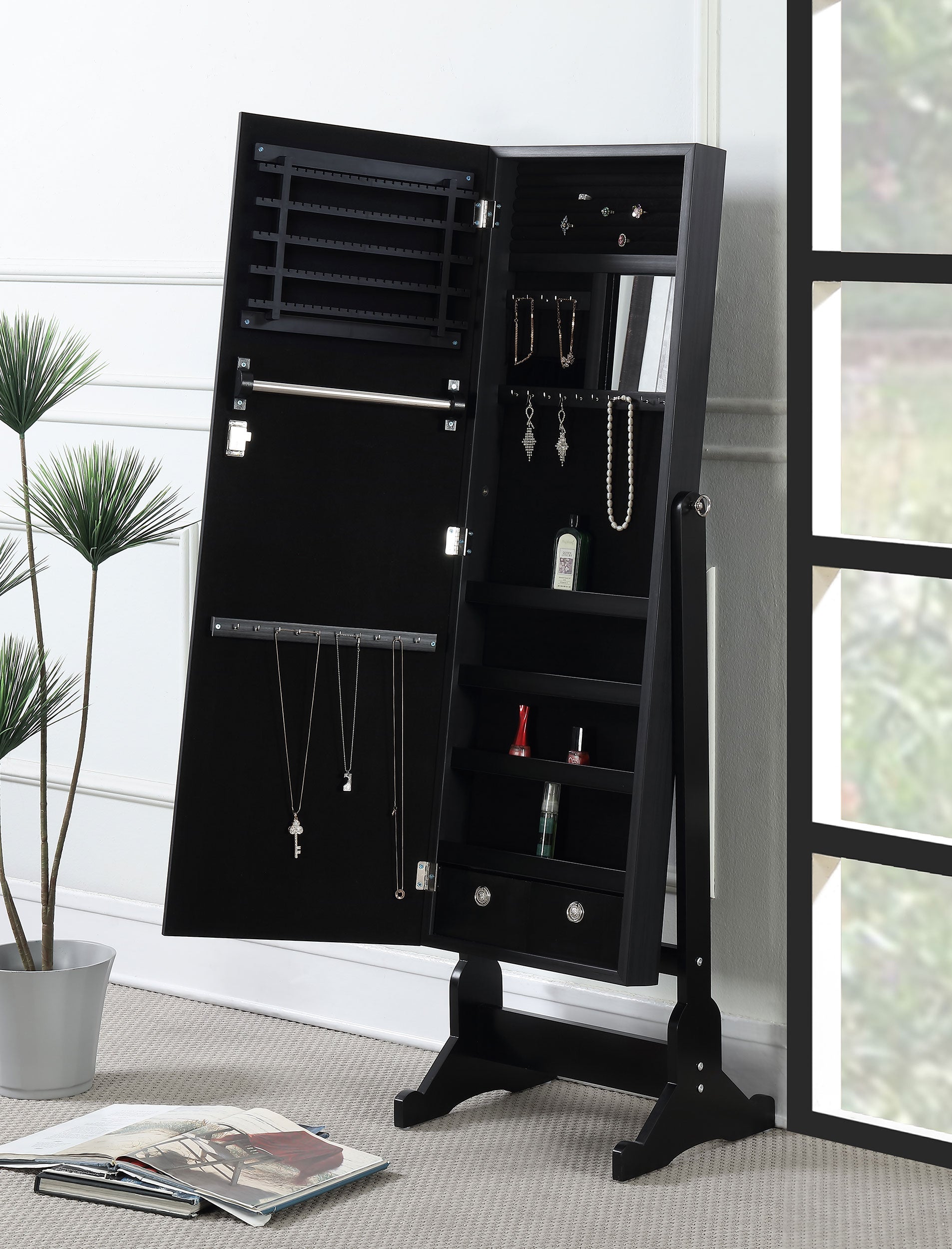 Tutuola Cheval Mirror with Jewelry Storage Black — view 3