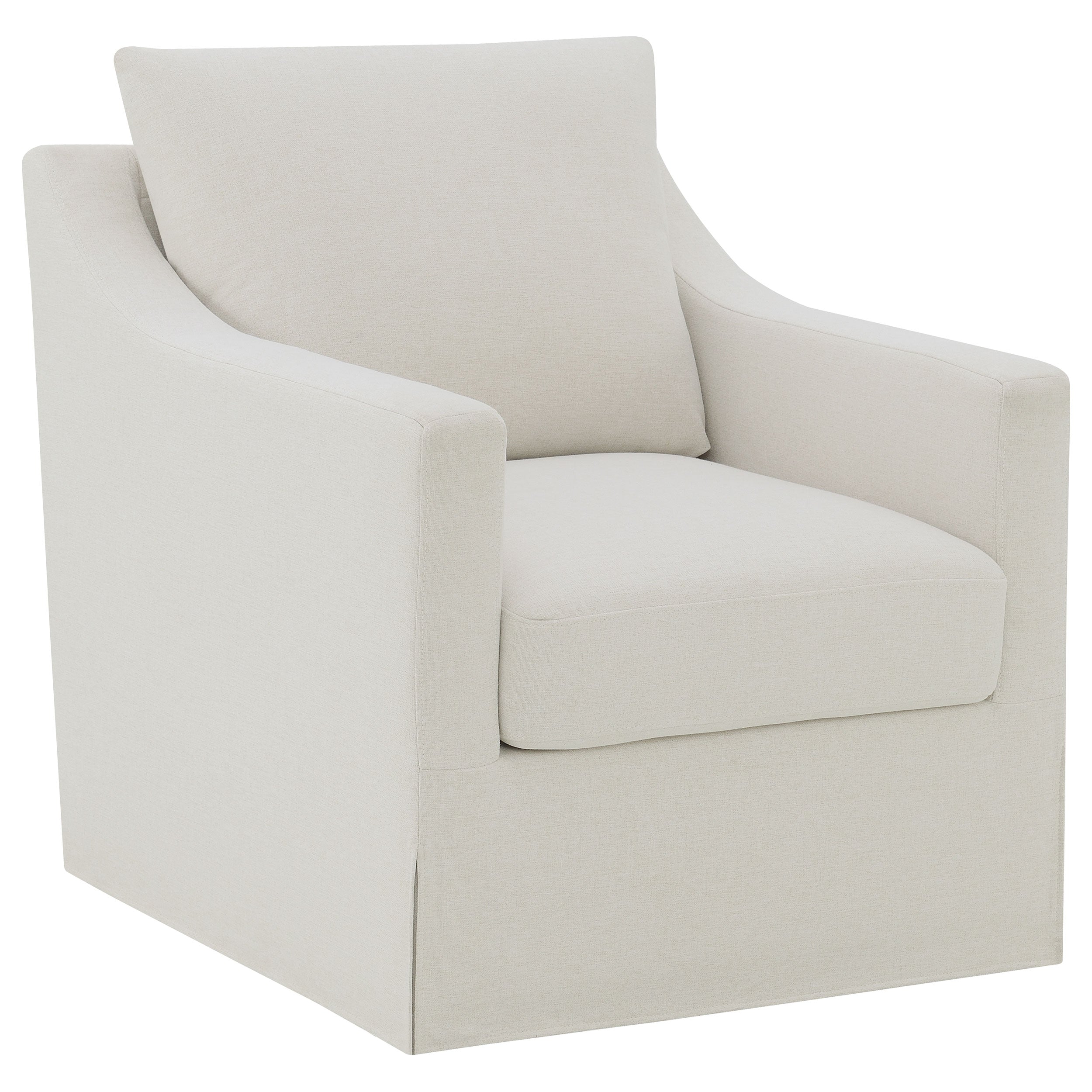 Winter Upholstered Sloped Arm Accent Swivel Chair Beige — view 1